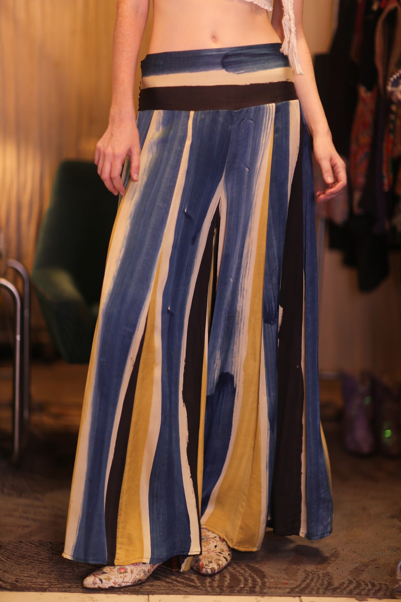 SILK WIDE LEGS LONG PANTS THESEAS - BANGKOK TAILOR CLOTHING STORE - HANDMADE CLOTHING