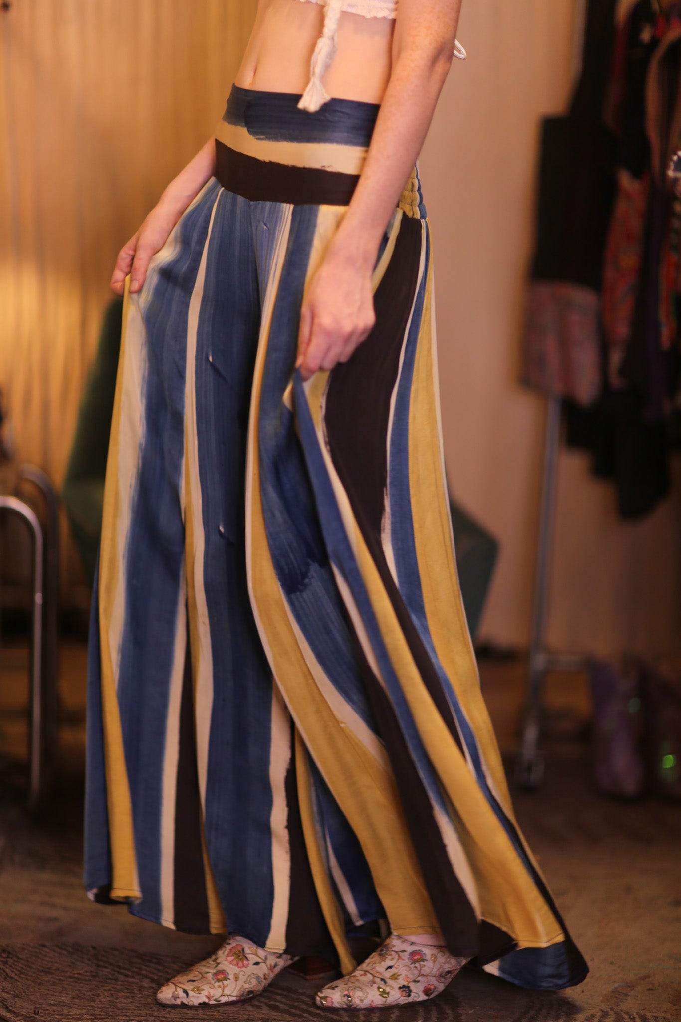 SILK WIDE LEGS LONG PANTS THESEAS - BANGKOK TAILOR CLOTHING STORE - HANDMADE CLOTHING