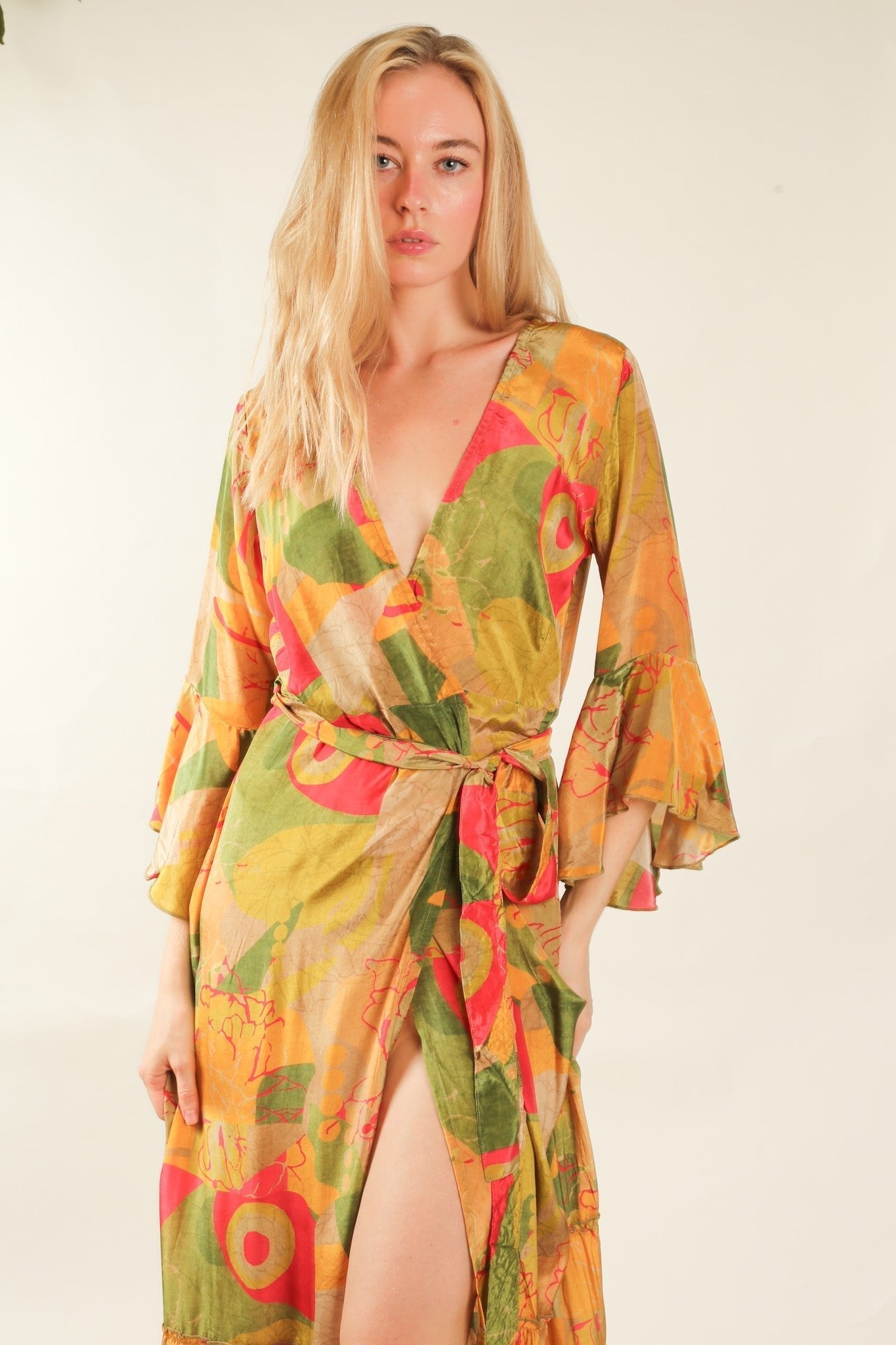 SILK WRAP DRESS KIMONO ISARA - BANGKOK TAILOR CLOTHING STORE - HANDMADE CLOTHING