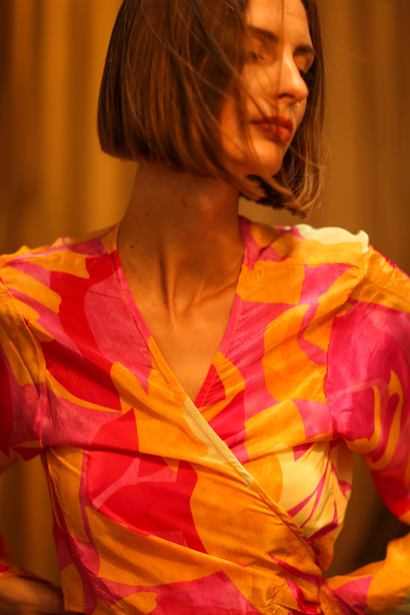 SILK WRAP TOP AURELIA URA - BANGKOK TAILOR CLOTHING STORE - HANDMADE CLOTHING