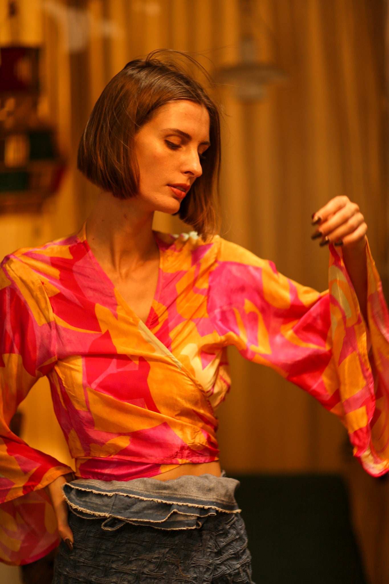 SILK WRAP TOP AURELIA URA - BANGKOK TAILOR CLOTHING STORE - HANDMADE CLOTHING