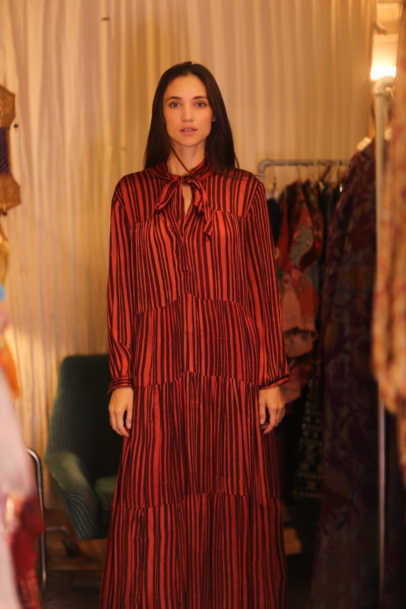 SILK XL BUTTONED DRESS LOA SILAS - BANGKOK TAILOR CLOTHING STORE - HANDMADE CLOTHING