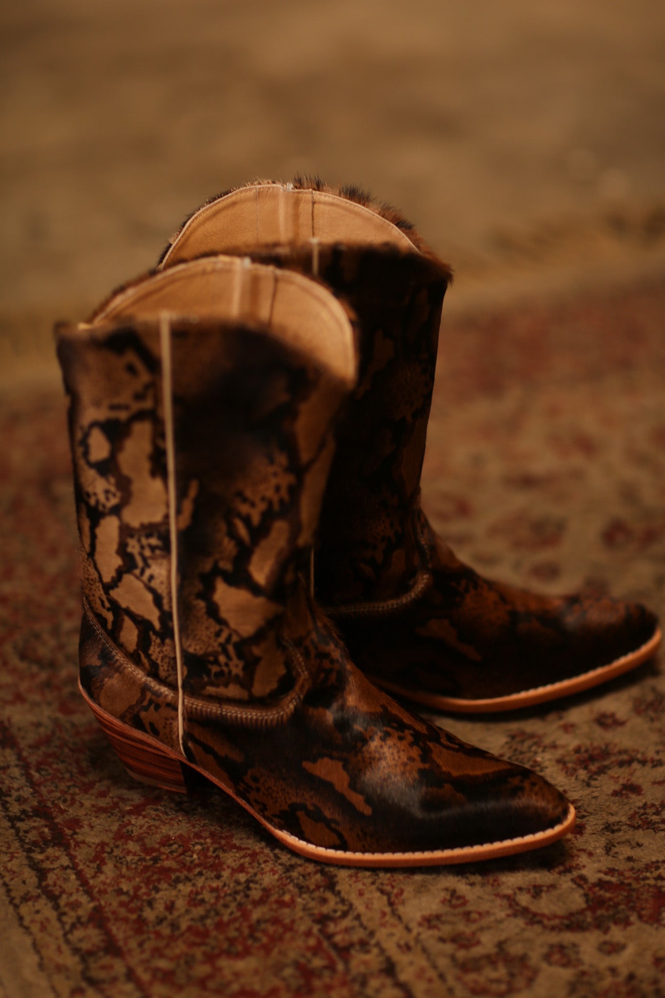 TAN ANIMAL PRINT WESTERN BOOTS - BANGKOK TAILOR CLOTHING STORE - HANDMADE CLOTHING