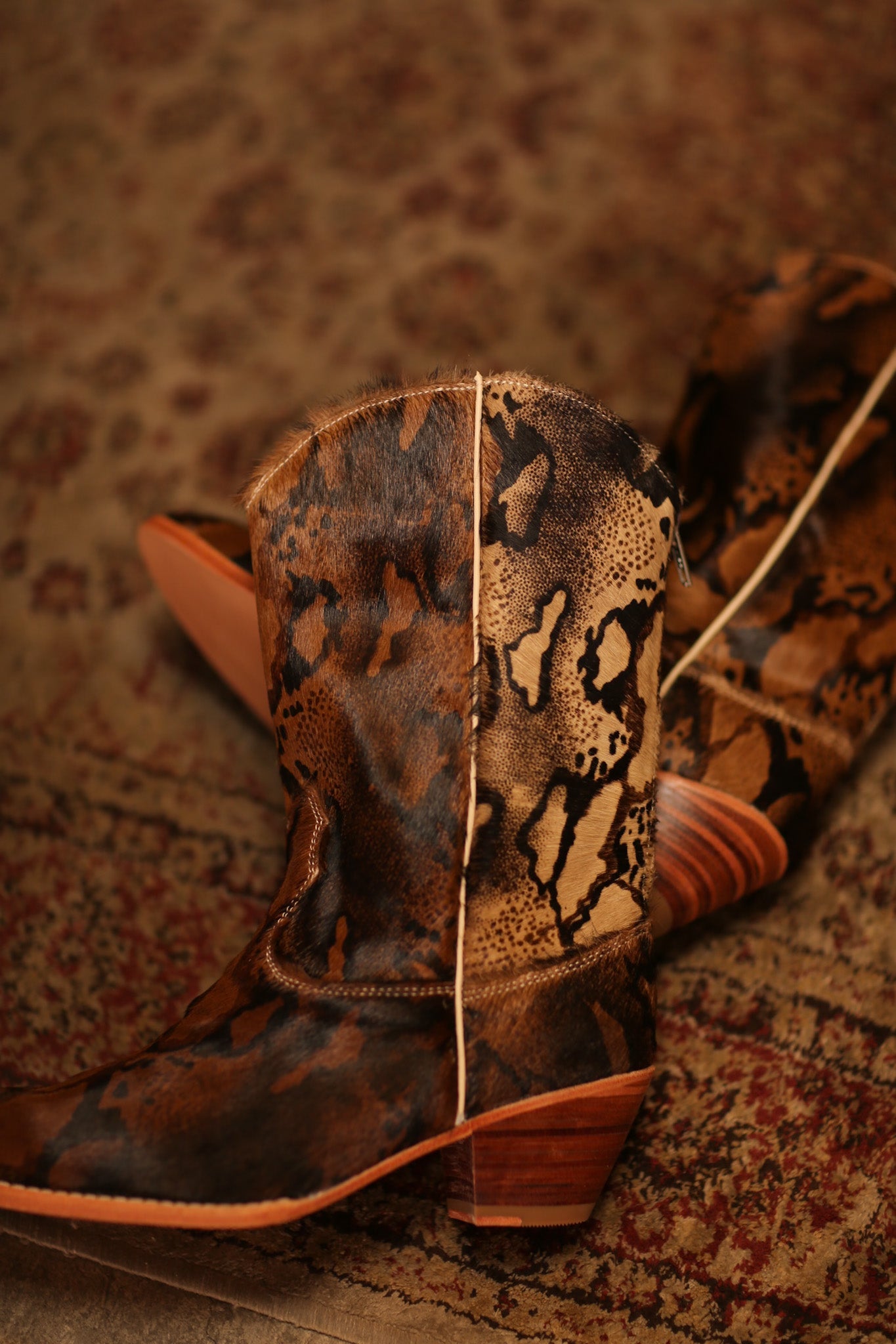 TAN ANIMAL PRINT WESTERN BOOTS - BANGKOK TAILOR CLOTHING STORE - HANDMADE CLOTHING