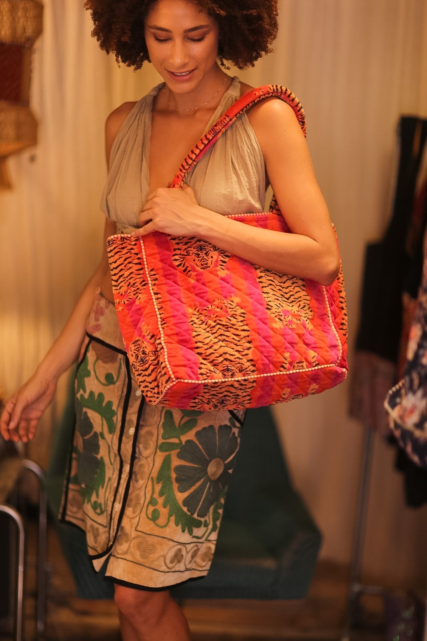 TOTE BAG ORANGE TIGER - BANGKOK TAILOR CLOTHING STORE - HANDMADE CLOTHING