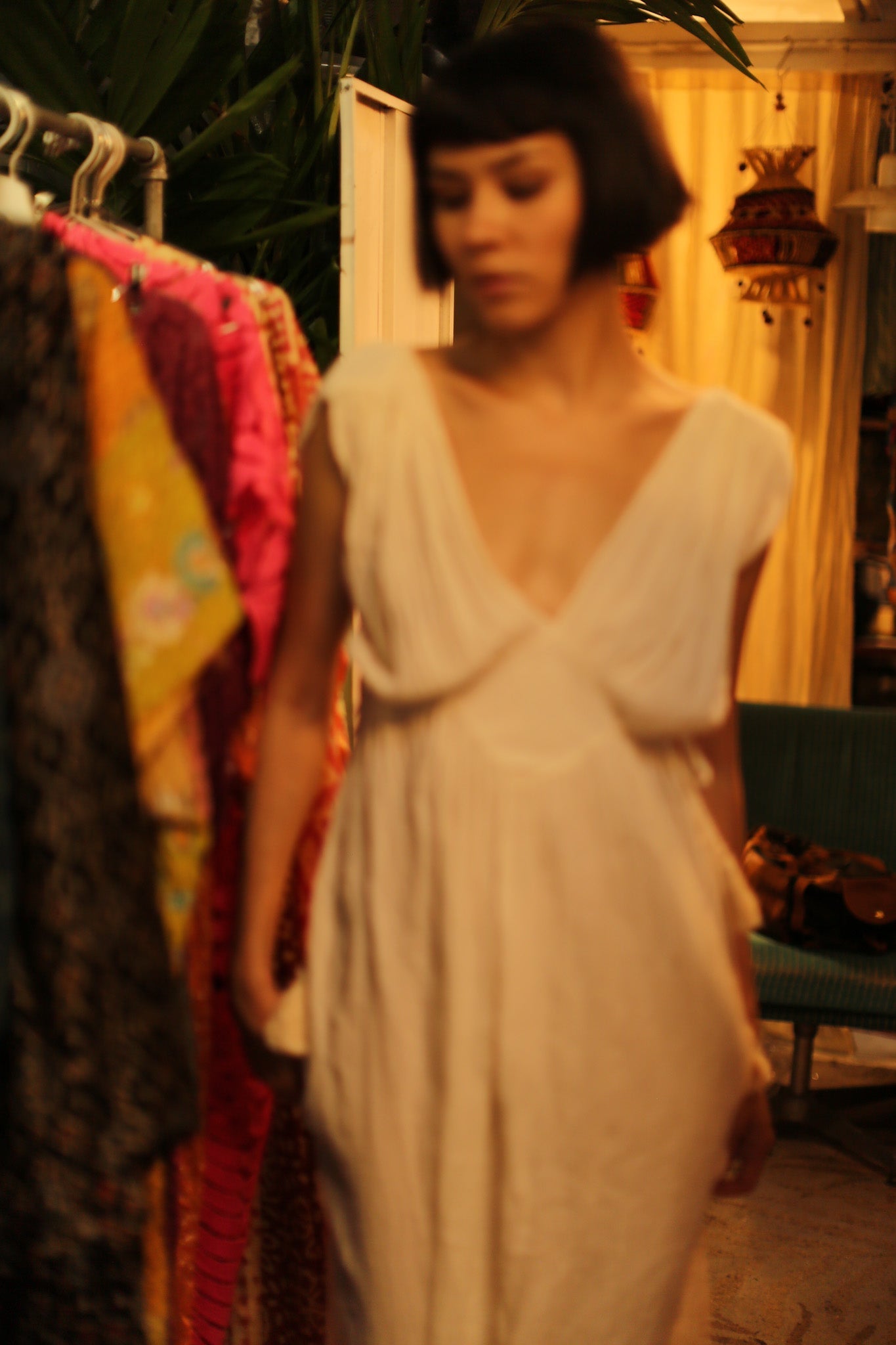 V NECK COTTON SHOULDER DRESS CLIO - BANGKOK TAILOR CLOTHING STORE - HANDMADE CLOTHING