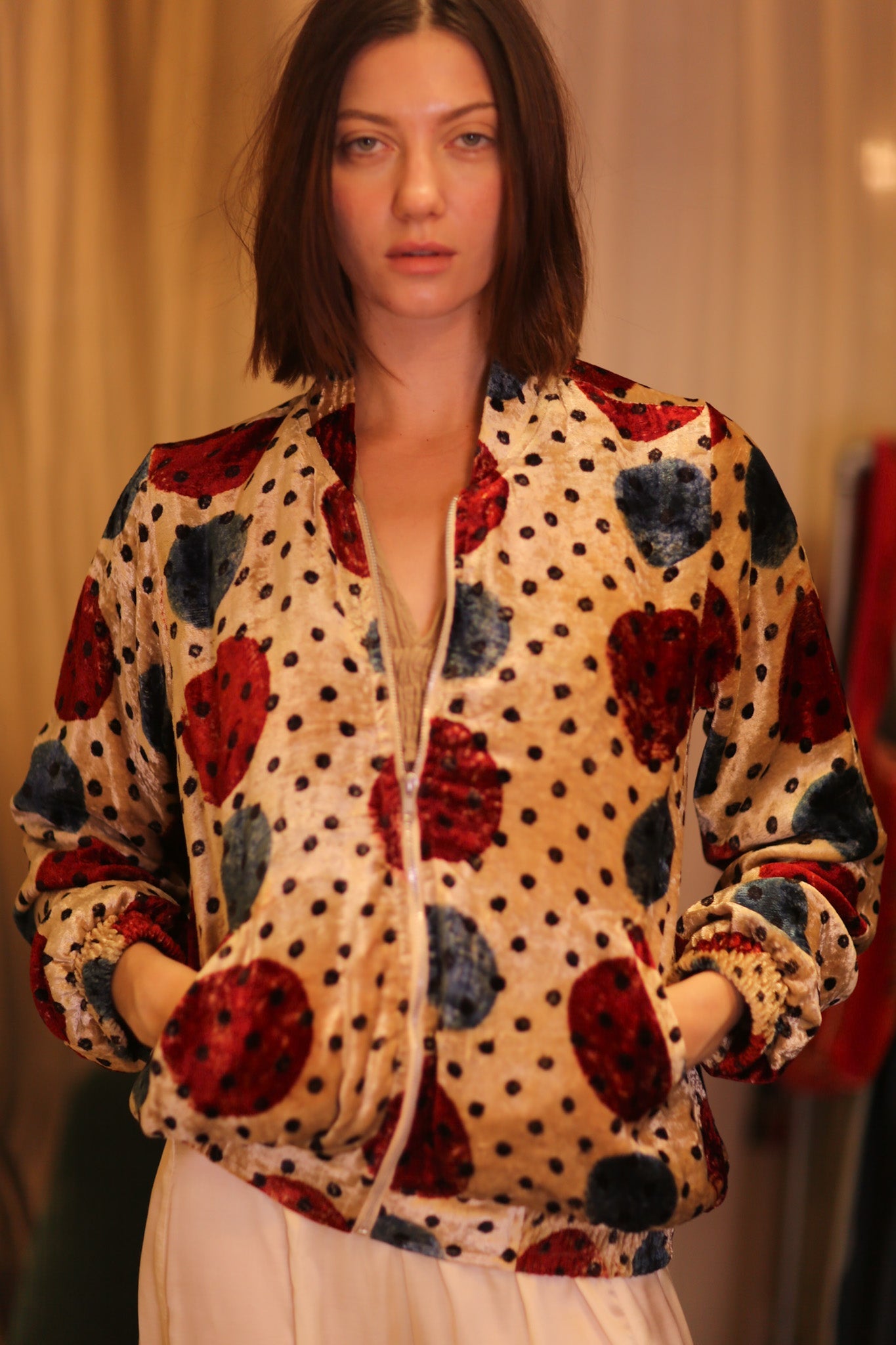 VELVET BOMBER JACKET FMOON - BANGKOK TAILOR CLOTHING STORE - HANDMADE CLOTHING
