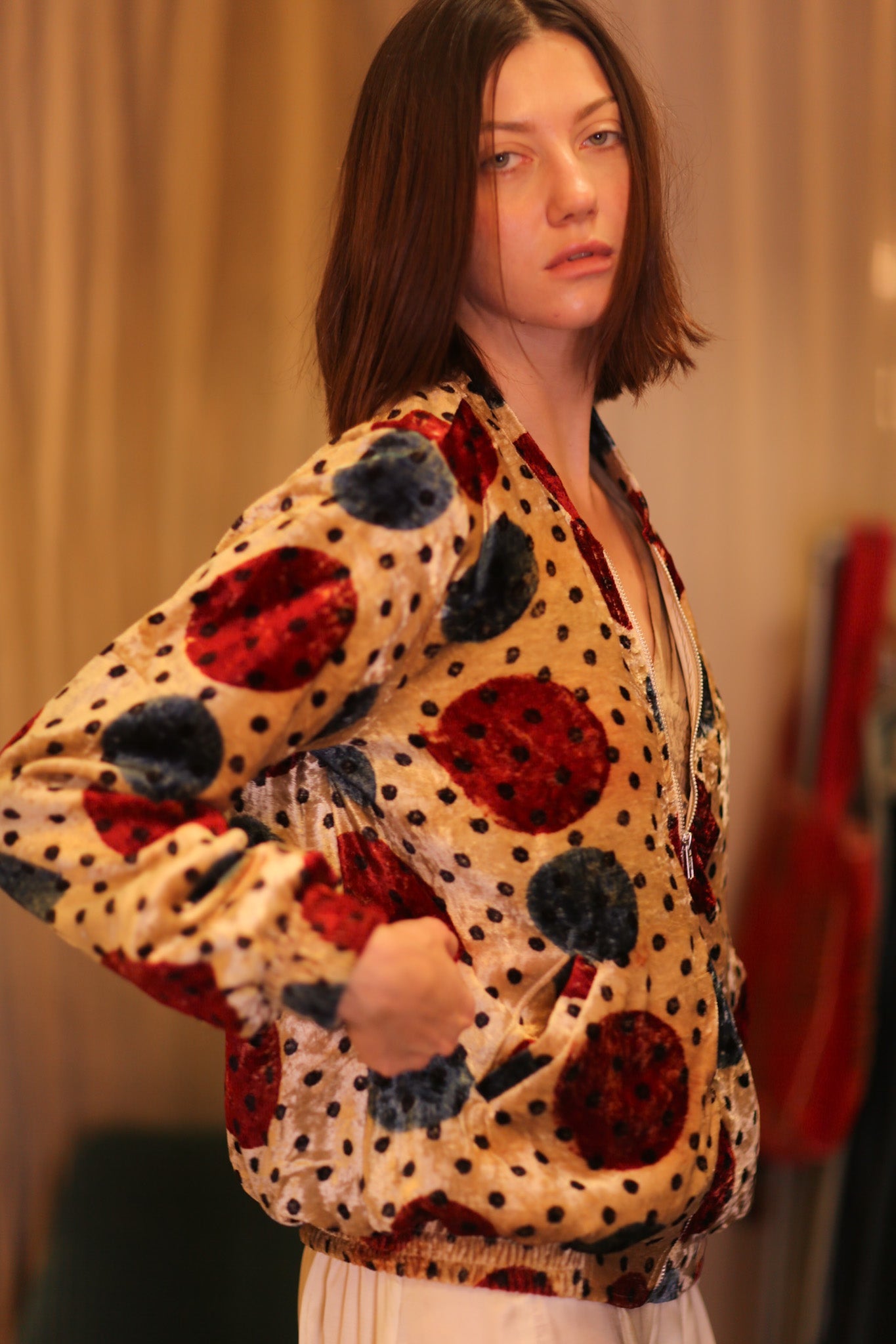 VELVET BOMBER JACKET FMOON - BANGKOK TAILOR CLOTHING STORE - HANDMADE CLOTHING
