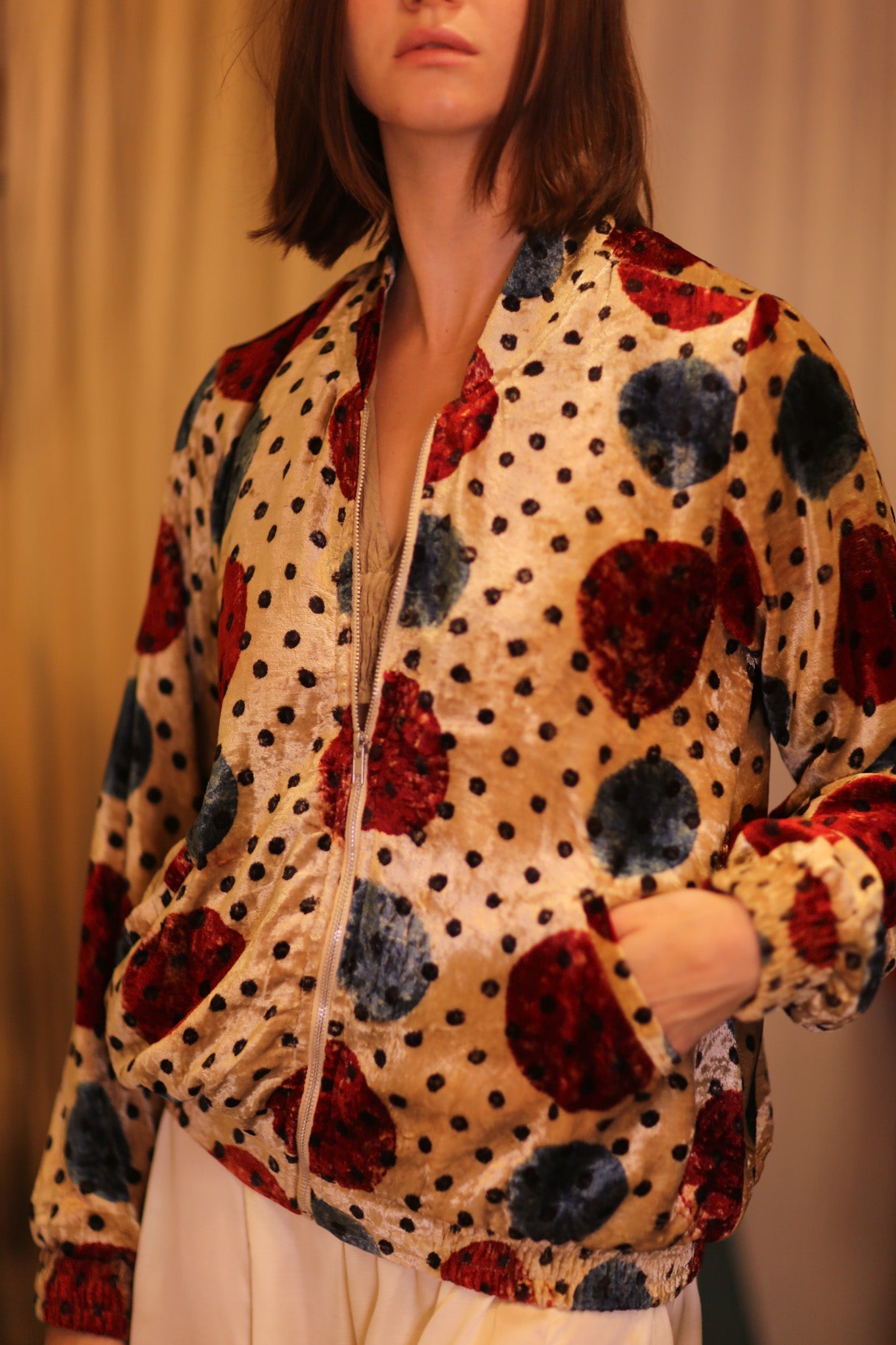 VELVET BOMBER JACKET FMOON - BANGKOK TAILOR CLOTHING STORE - HANDMADE CLOTHING