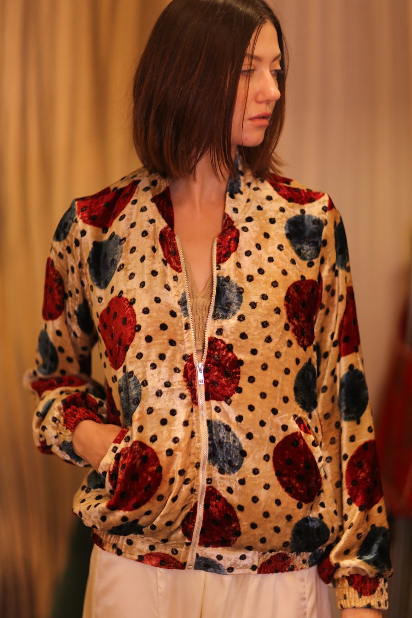VELVET BOMBER JACKET FMOON - BANGKOK TAILOR CLOTHING STORE - HANDMADE CLOTHING