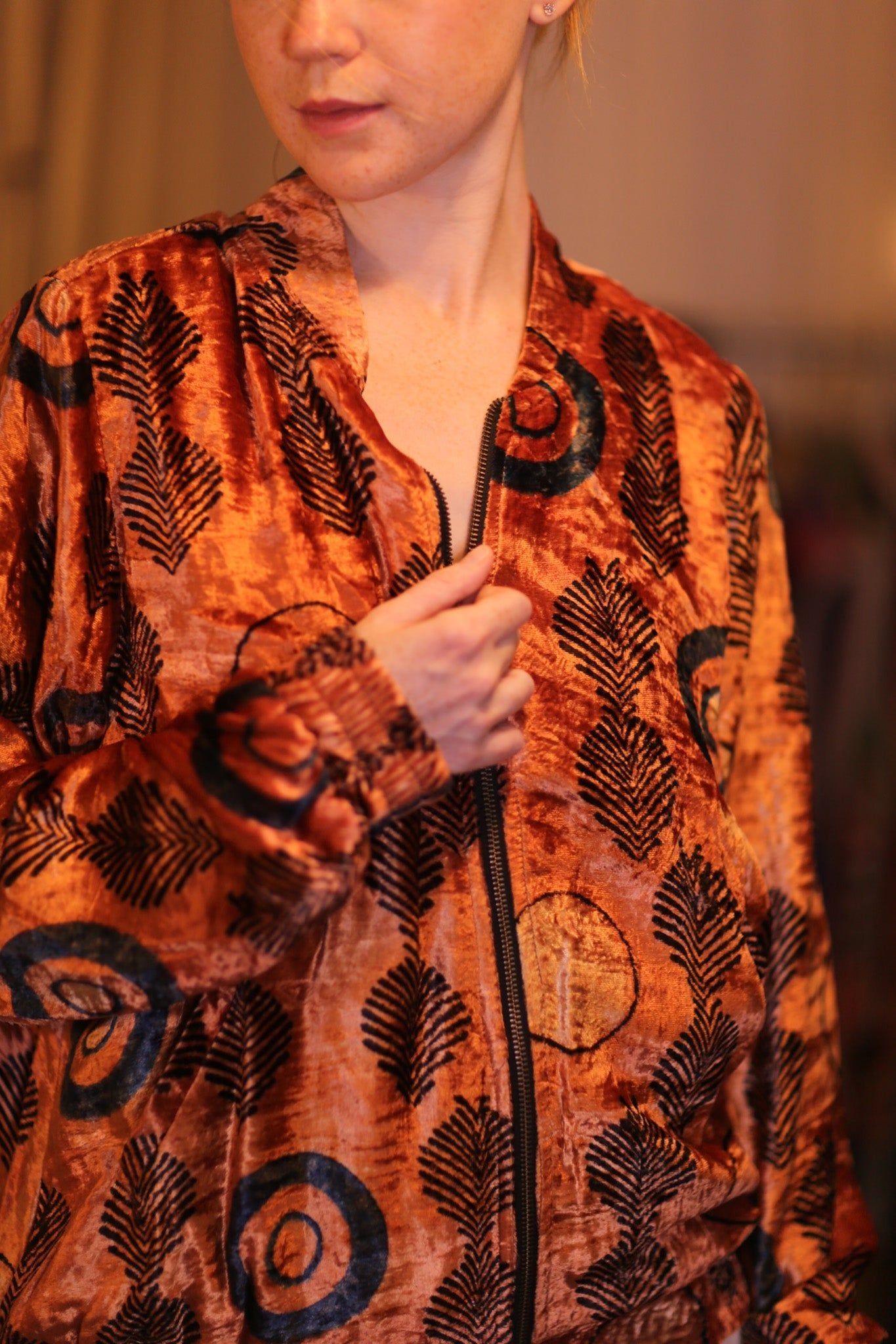 VELVET BOMBER JACKET SUNSET - BANGKOK TAILOR CLOTHING STORE - HANDMADE CLOTHING