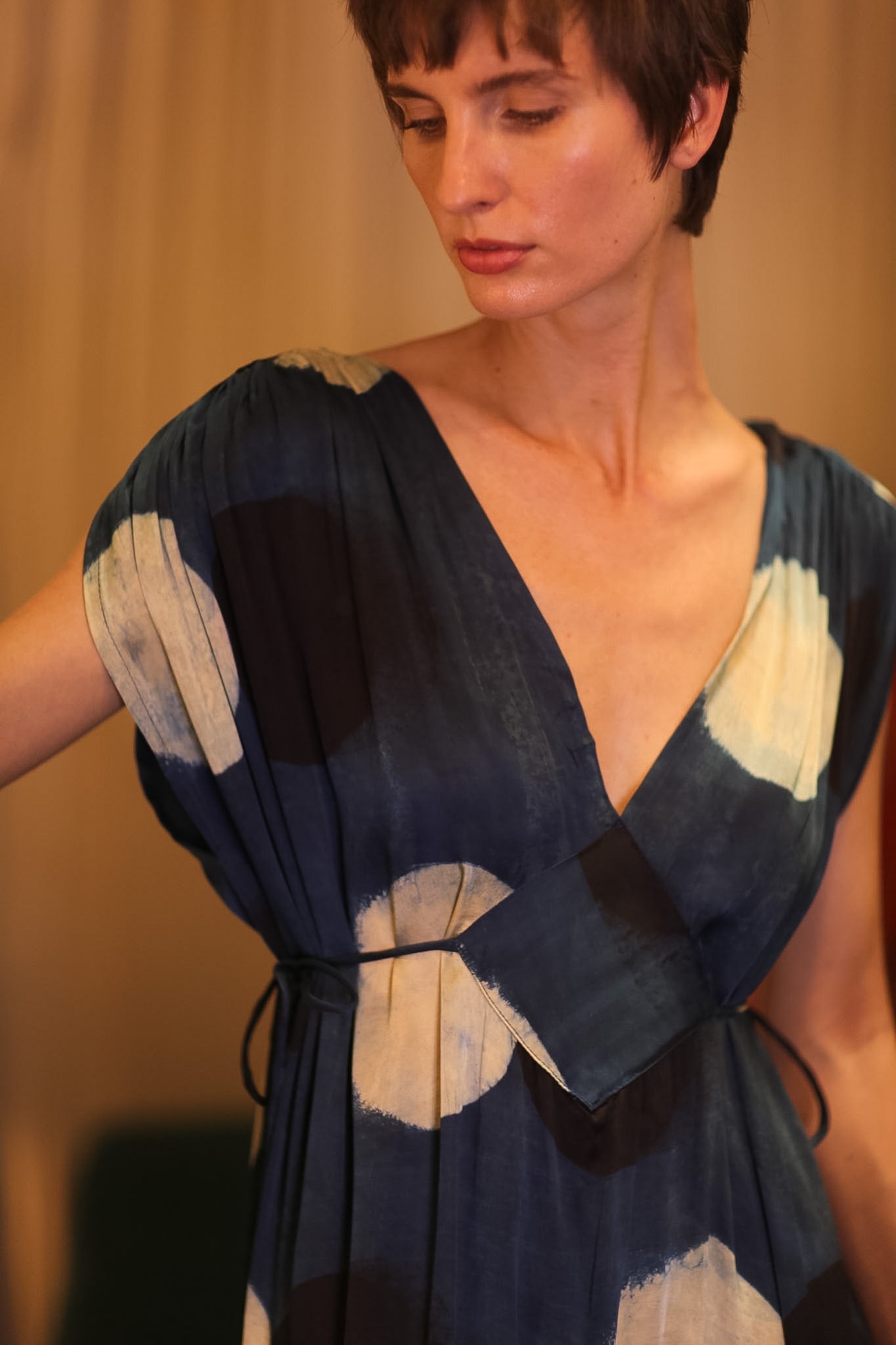 VICTORIA SILK DRESS BLUEMOON - BANGKOK TAILOR CLOTHING STORE - HANDMADE CLOTHING