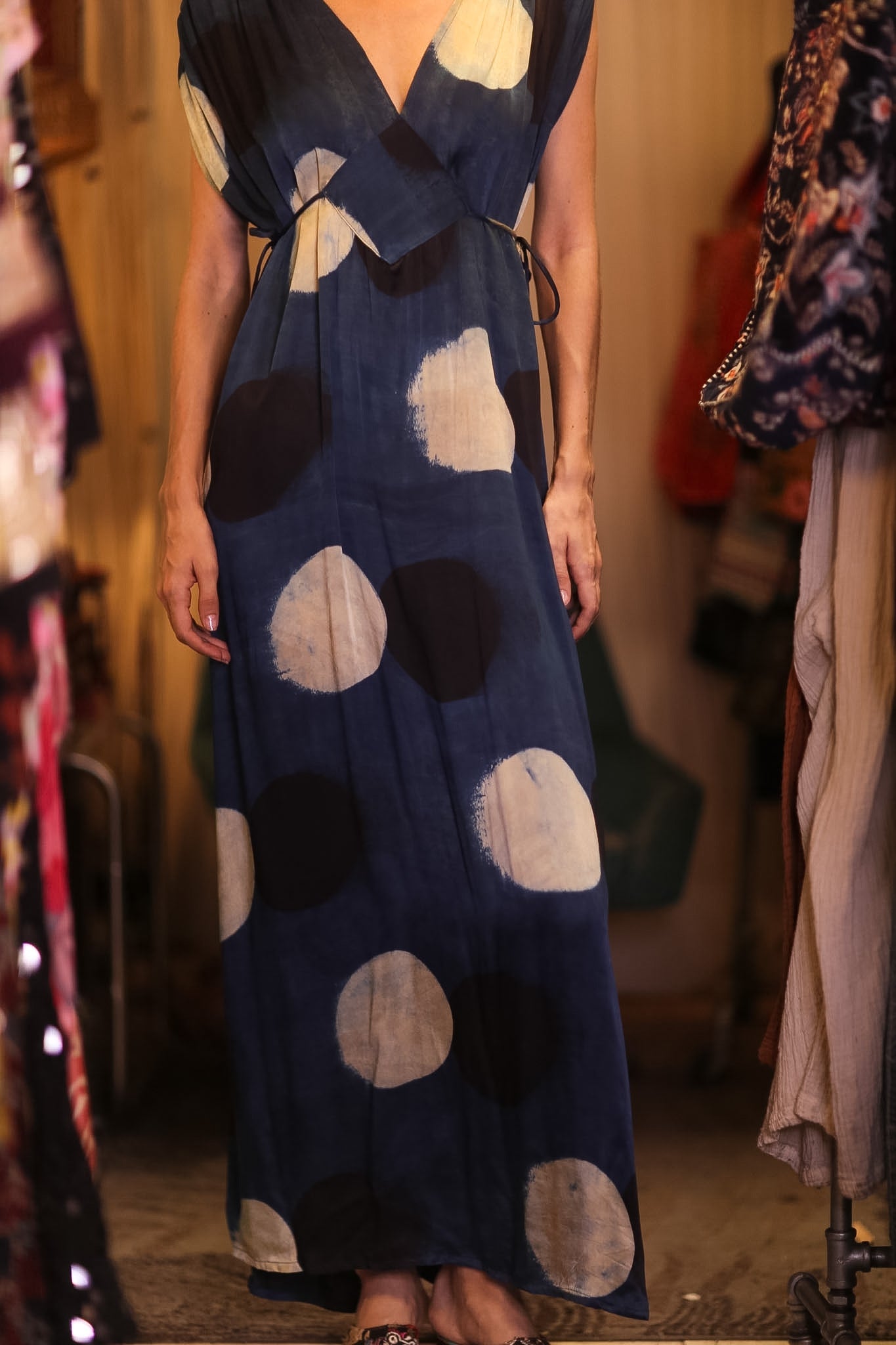 VICTORIA SILK DRESS BLUEMOON - BANGKOK TAILOR CLOTHING STORE - HANDMADE CLOTHING