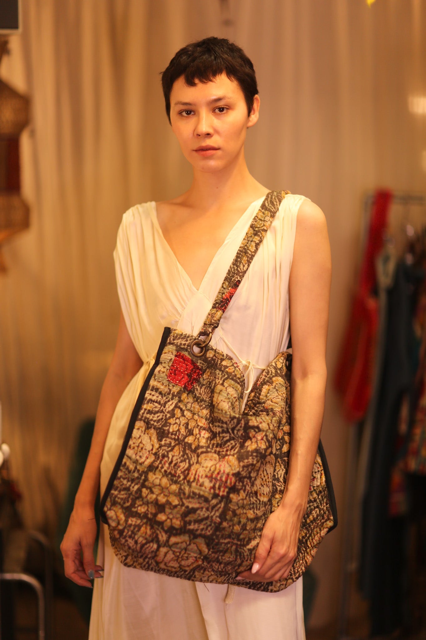 VINTAGE STYLE KANTHA BAG FLAM - BANGKOK TAILOR CLOTHING STORE - HANDMADE CLOTHING
