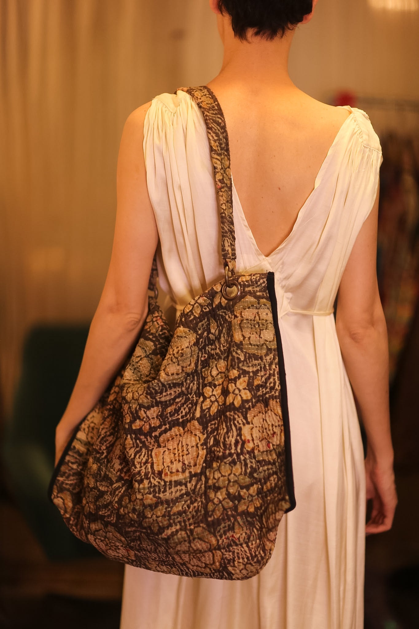 VINTAGE STYLE KANTHA BAG FLAM - BANGKOK TAILOR CLOTHING STORE - HANDMADE CLOTHING