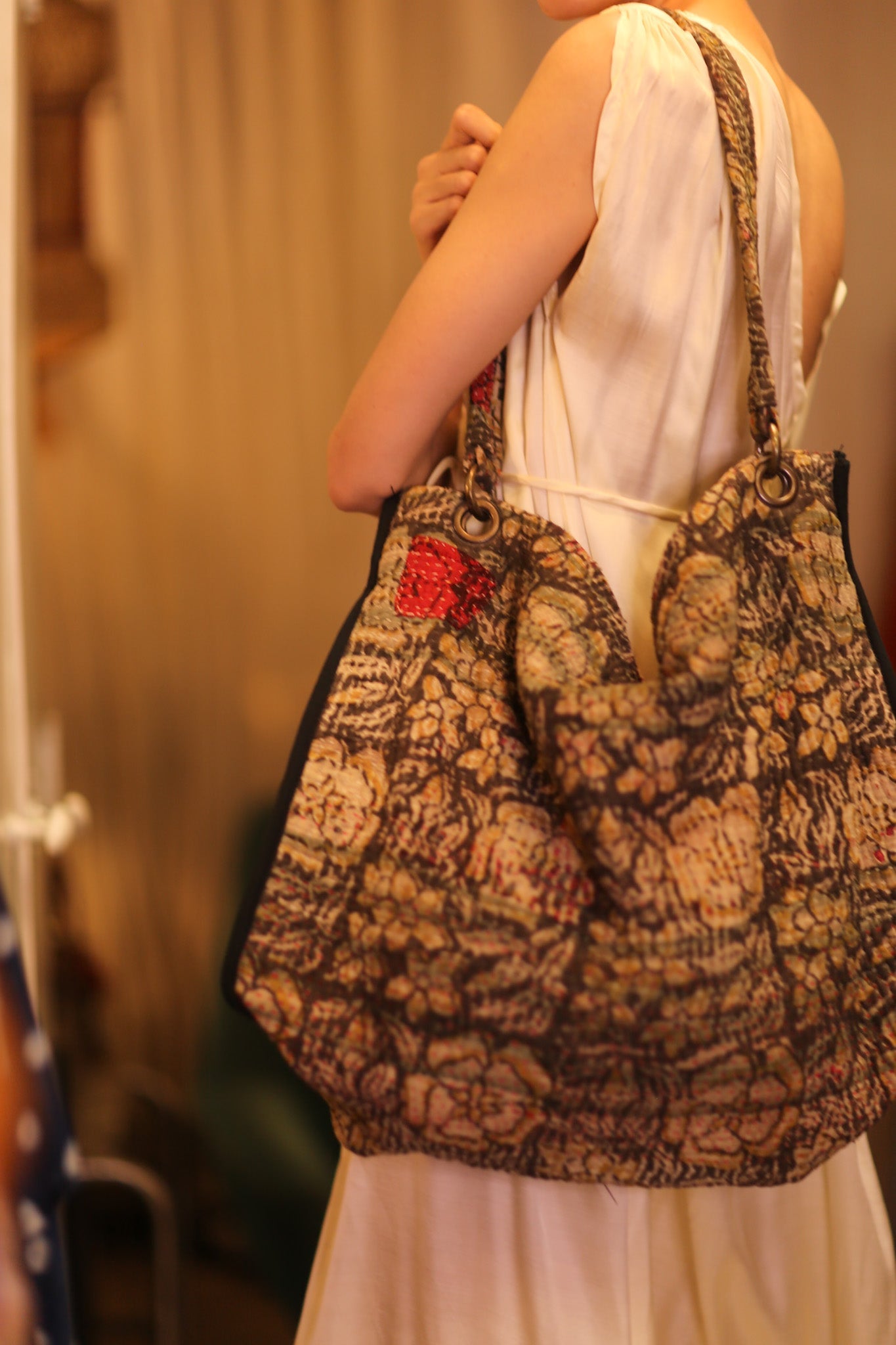 VINTAGE STYLE KANTHA BAG FLAM - BANGKOK TAILOR CLOTHING STORE - HANDMADE CLOTHING