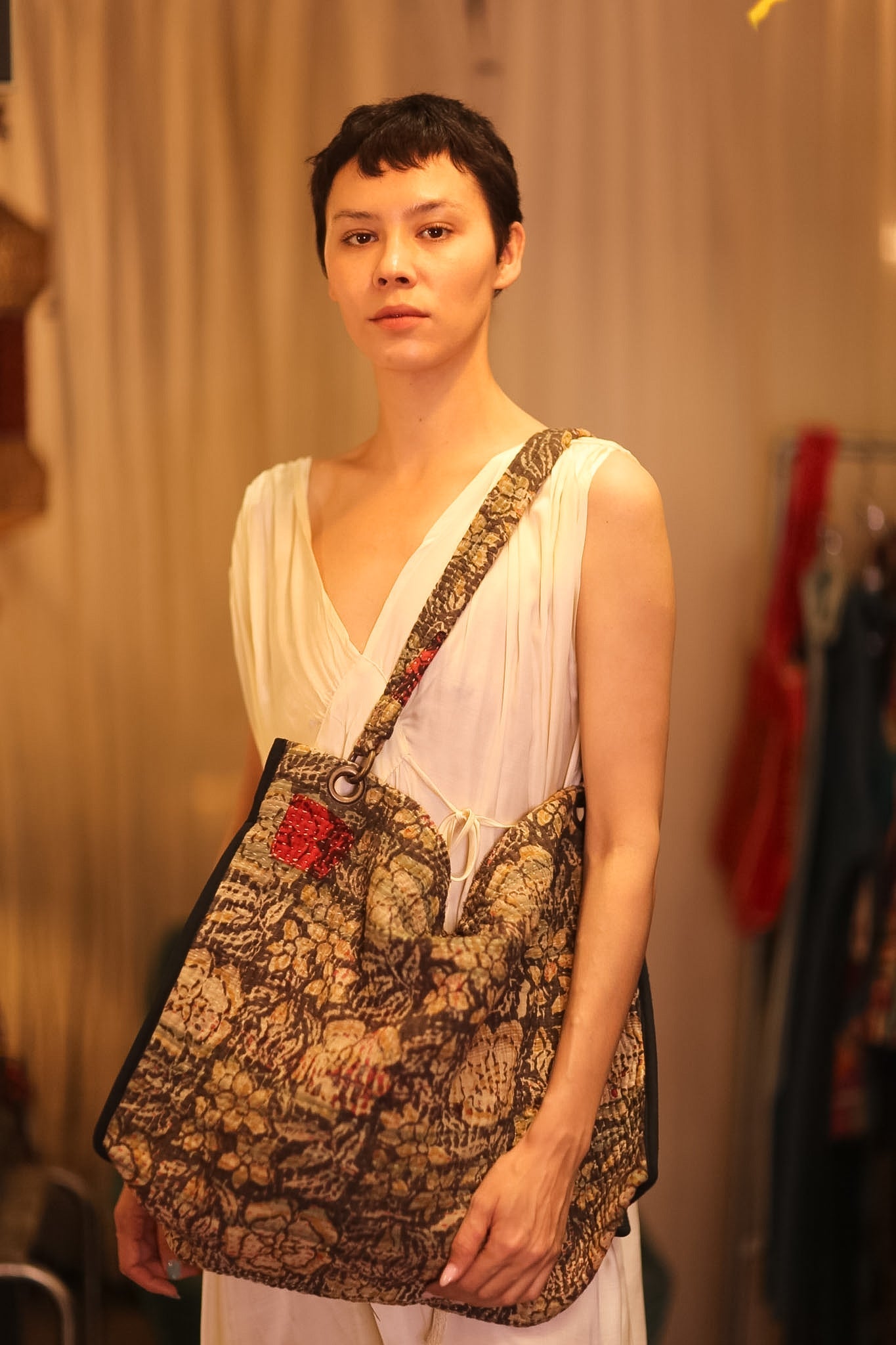 VINTAGE STYLE KANTHA BAG FLAM - BANGKOK TAILOR CLOTHING STORE - HANDMADE CLOTHING