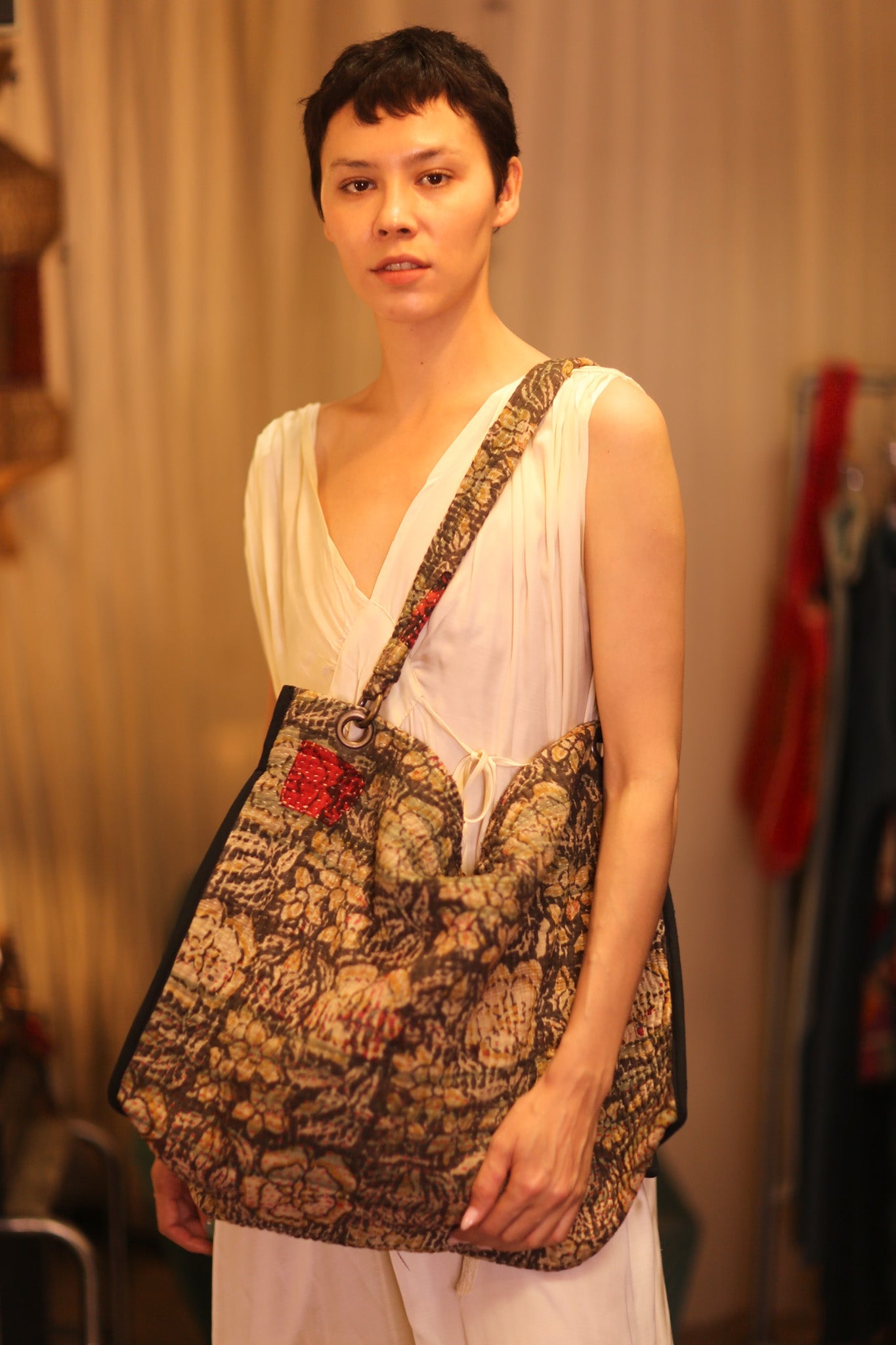 VINTAGE STYLE KANTHA BAG FLAM - BANGKOK TAILOR CLOTHING STORE - HANDMADE CLOTHING