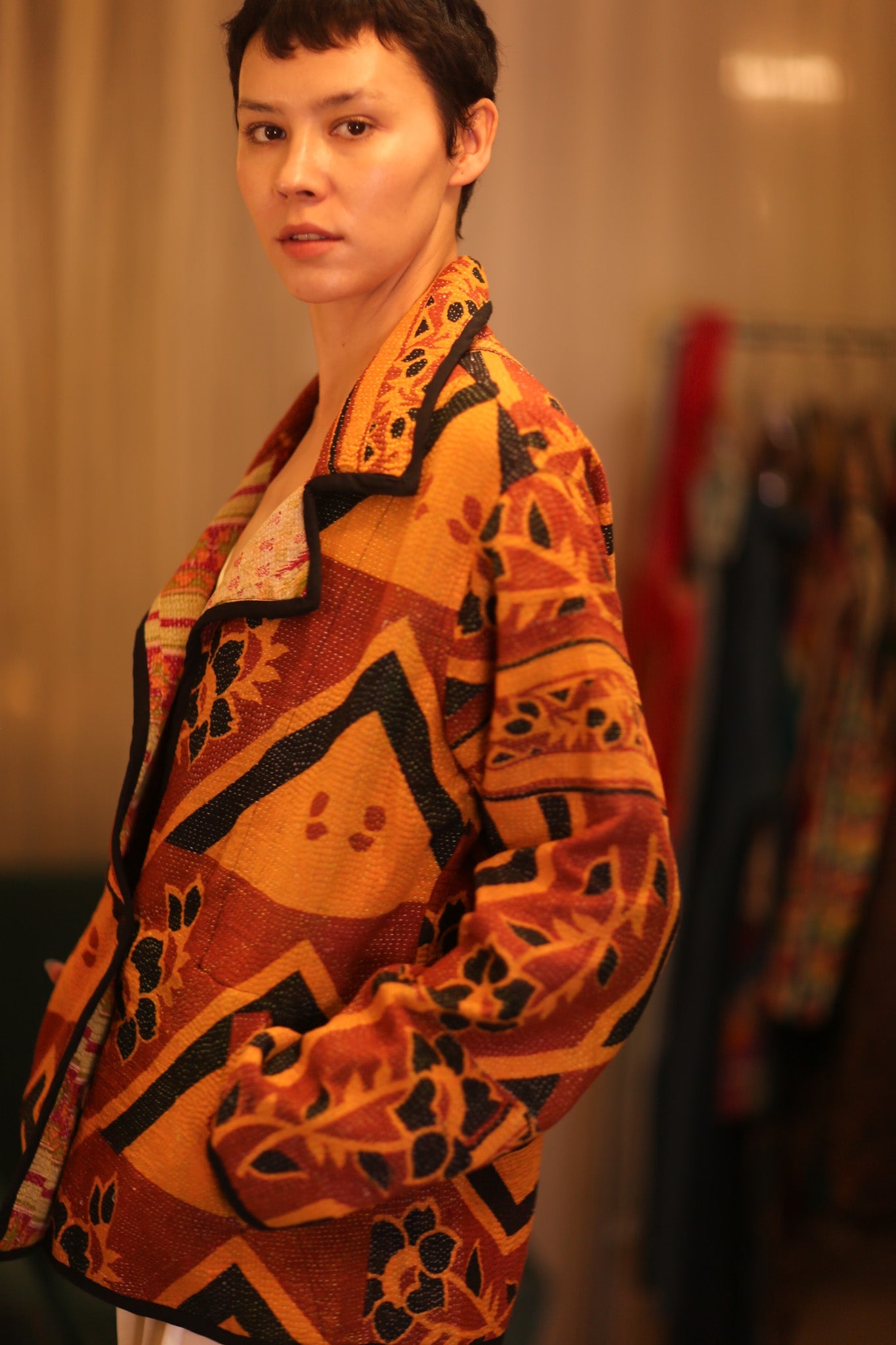 VINTAGE STYLE KANTHA JACKET ZAM - BANGKOK TAILOR CLOTHING STORE - HANDMADE CLOTHING