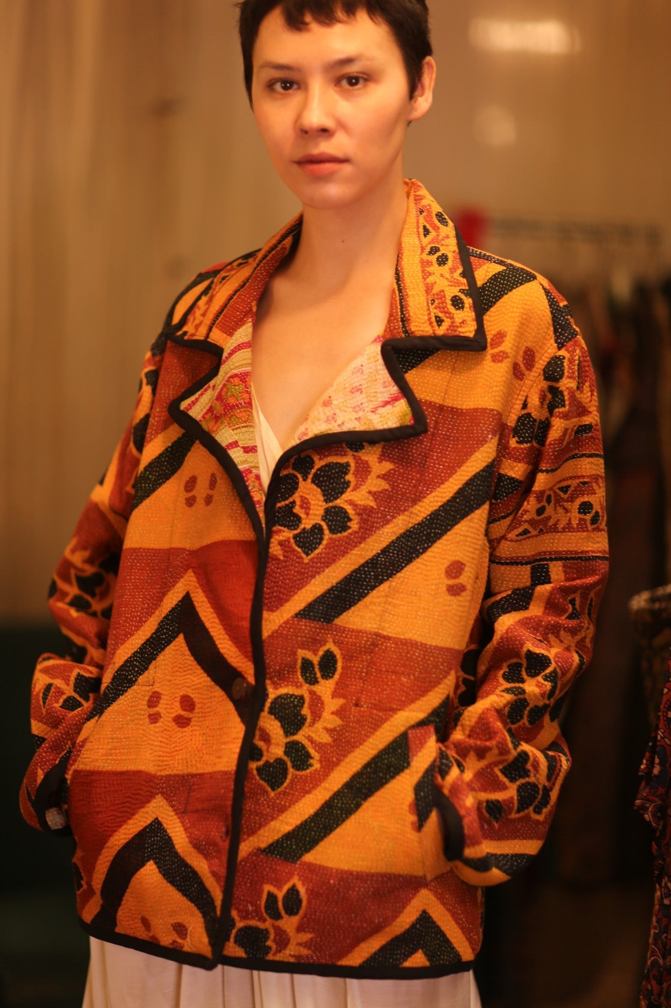VINTAGE STYLE KANTHA JACKET ZAM - BANGKOK TAILOR CLOTHING STORE - HANDMADE CLOTHING