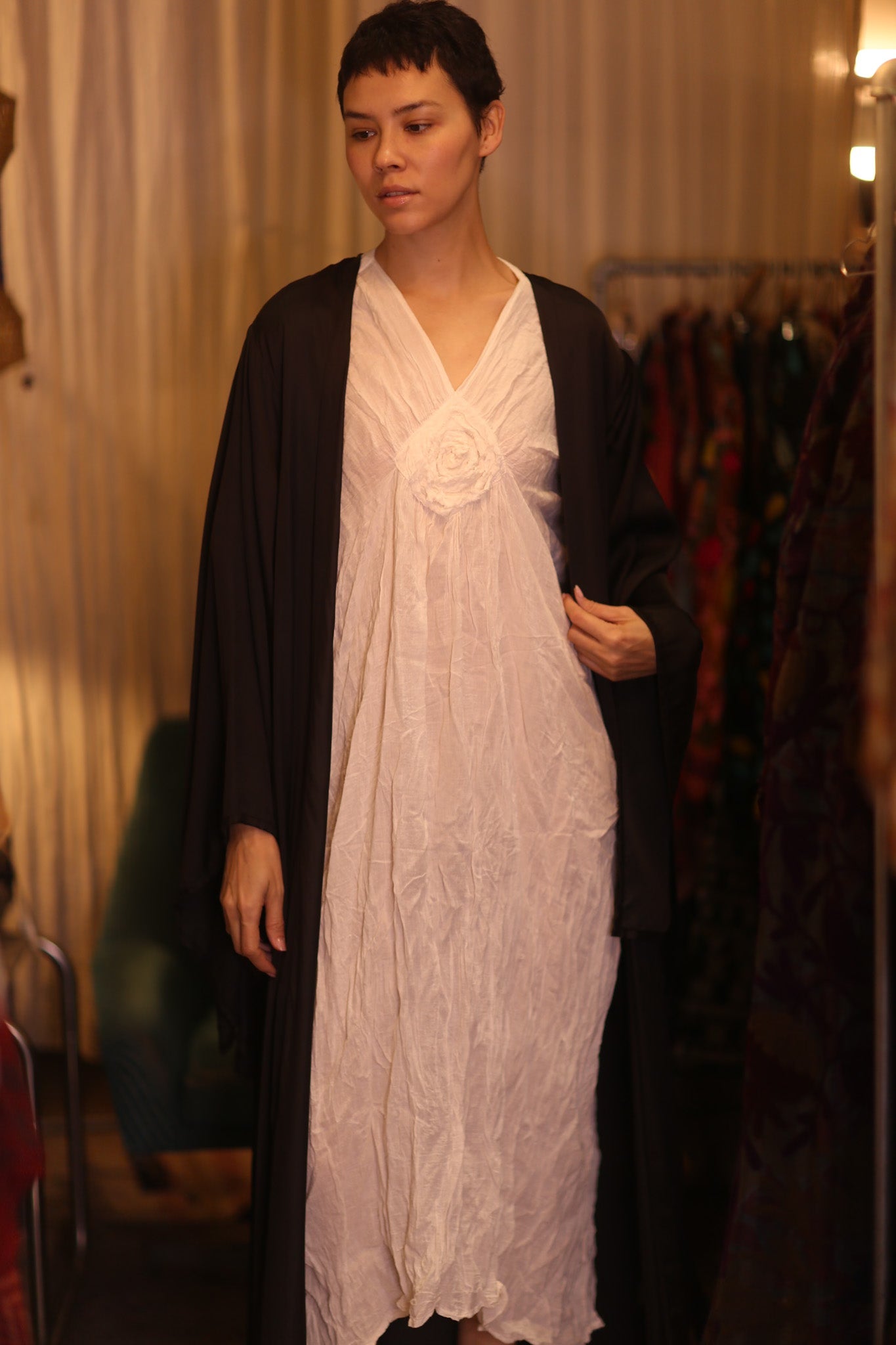 WING KIMONO PINA SOLID BLACK - BANGKOK TAILOR CLOTHING STORE - HANDMADE CLOTHING