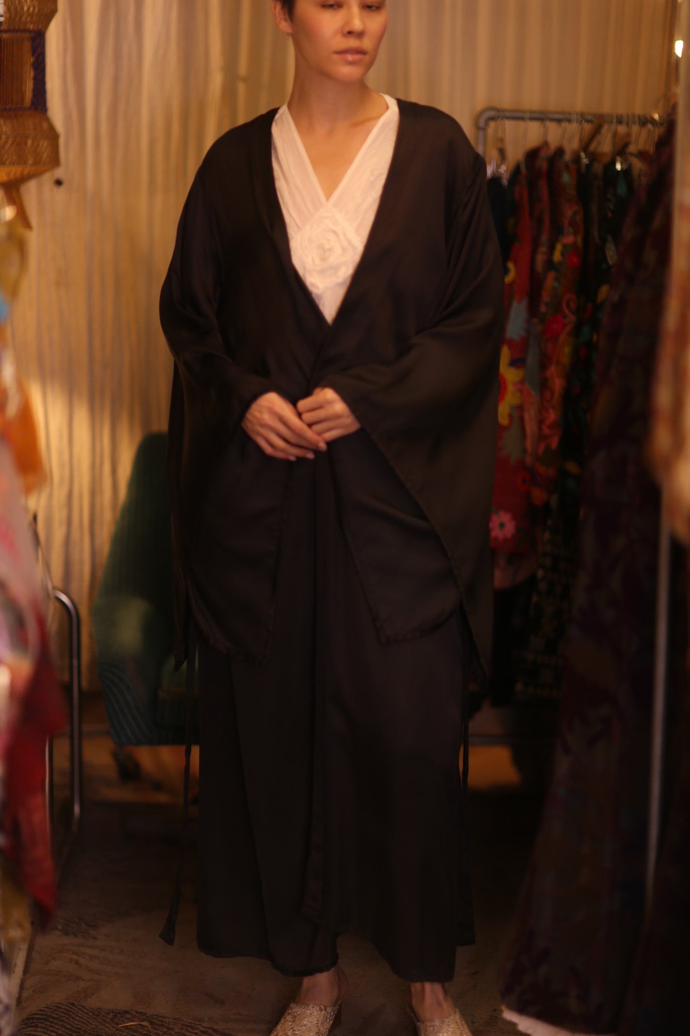 WING KIMONO PINA SOLID BLACK - BANGKOK TAILOR CLOTHING STORE - HANDMADE CLOTHING