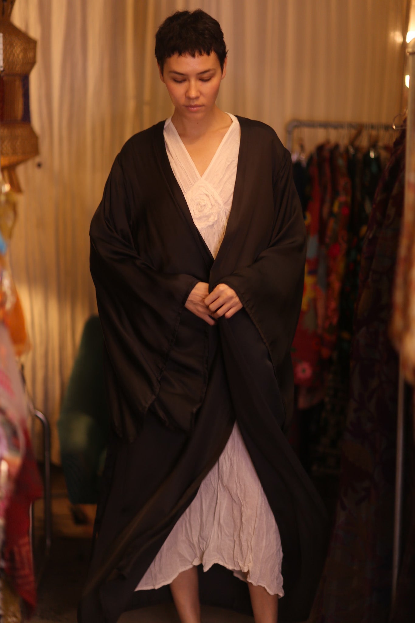 WING KIMONO PINA SOLID BLACK - BANGKOK TAILOR CLOTHING STORE - HANDMADE CLOTHING