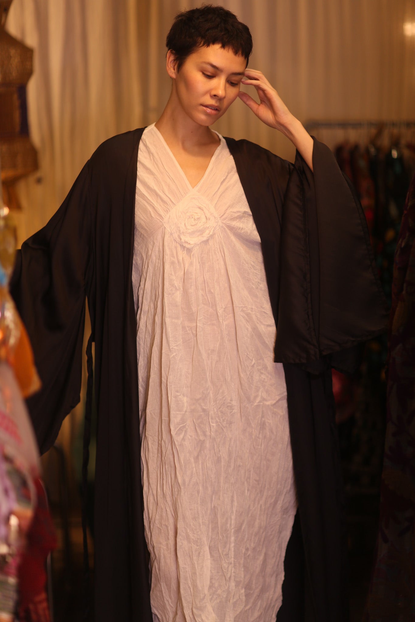 WING KIMONO PINA SOLID BLACK - BANGKOK TAILOR CLOTHING STORE - HANDMADE CLOTHING