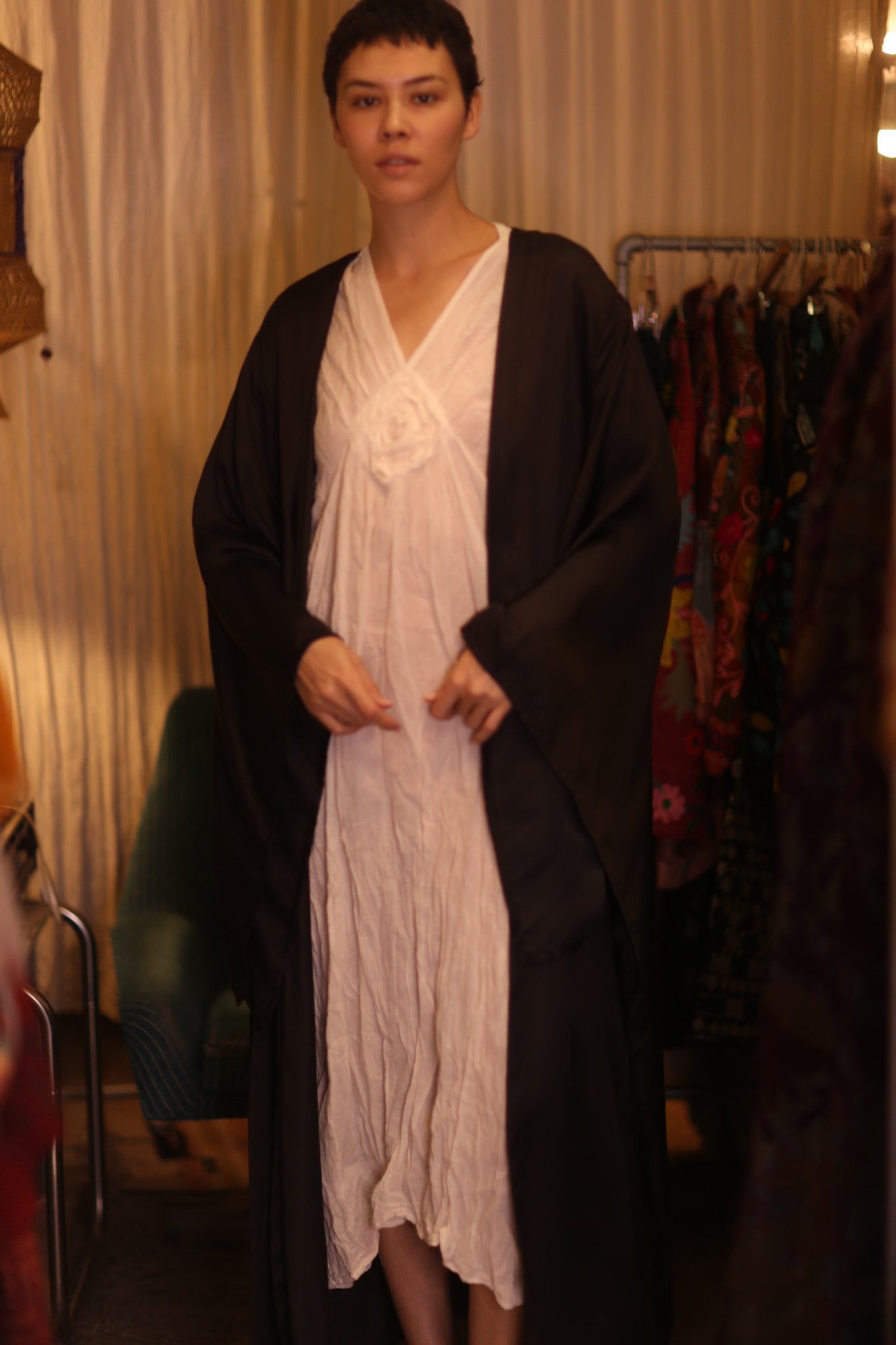 WING KIMONO PINA SOLID BLACK - BANGKOK TAILOR CLOTHING STORE - HANDMADE CLOTHING