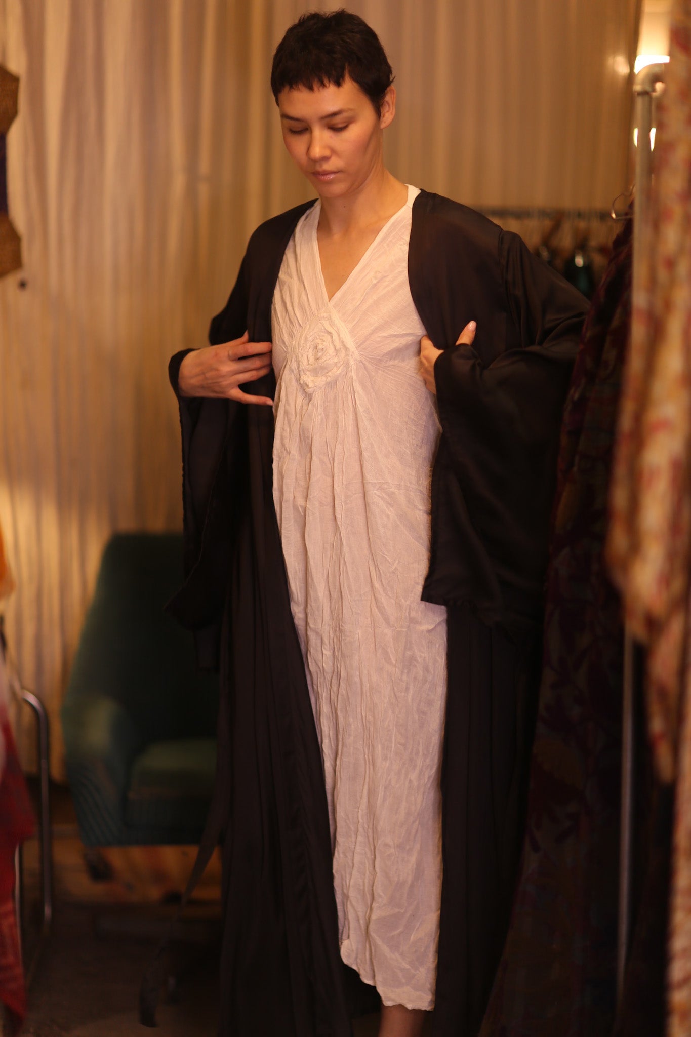 WING KIMONO PINA SOLID BLACK - BANGKOK TAILOR CLOTHING STORE - HANDMADE CLOTHING