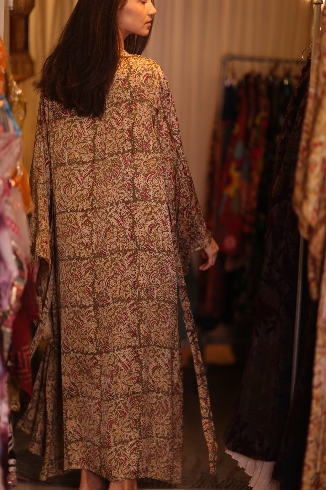 WING KIMONO PINA YELLOW CAMELLIA - BANGKOK TAILOR CLOTHING STORE - HANDMADE CLOTHING