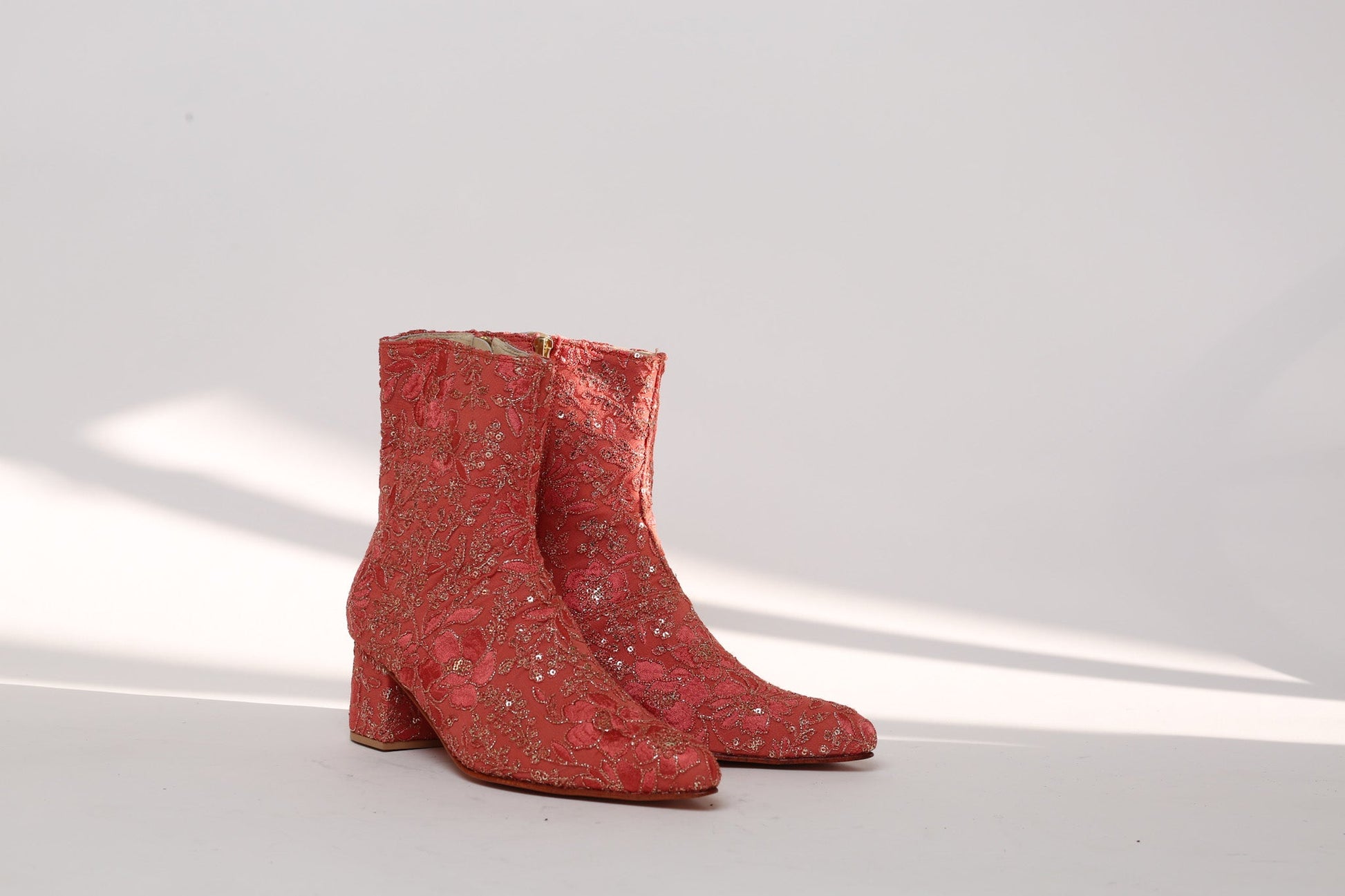 YOANNA SALMON EMBELLISHED ANKLE BOOTS - BANGKOK TAILOR CLOTHING STORE - HANDMADE CLOTHING
