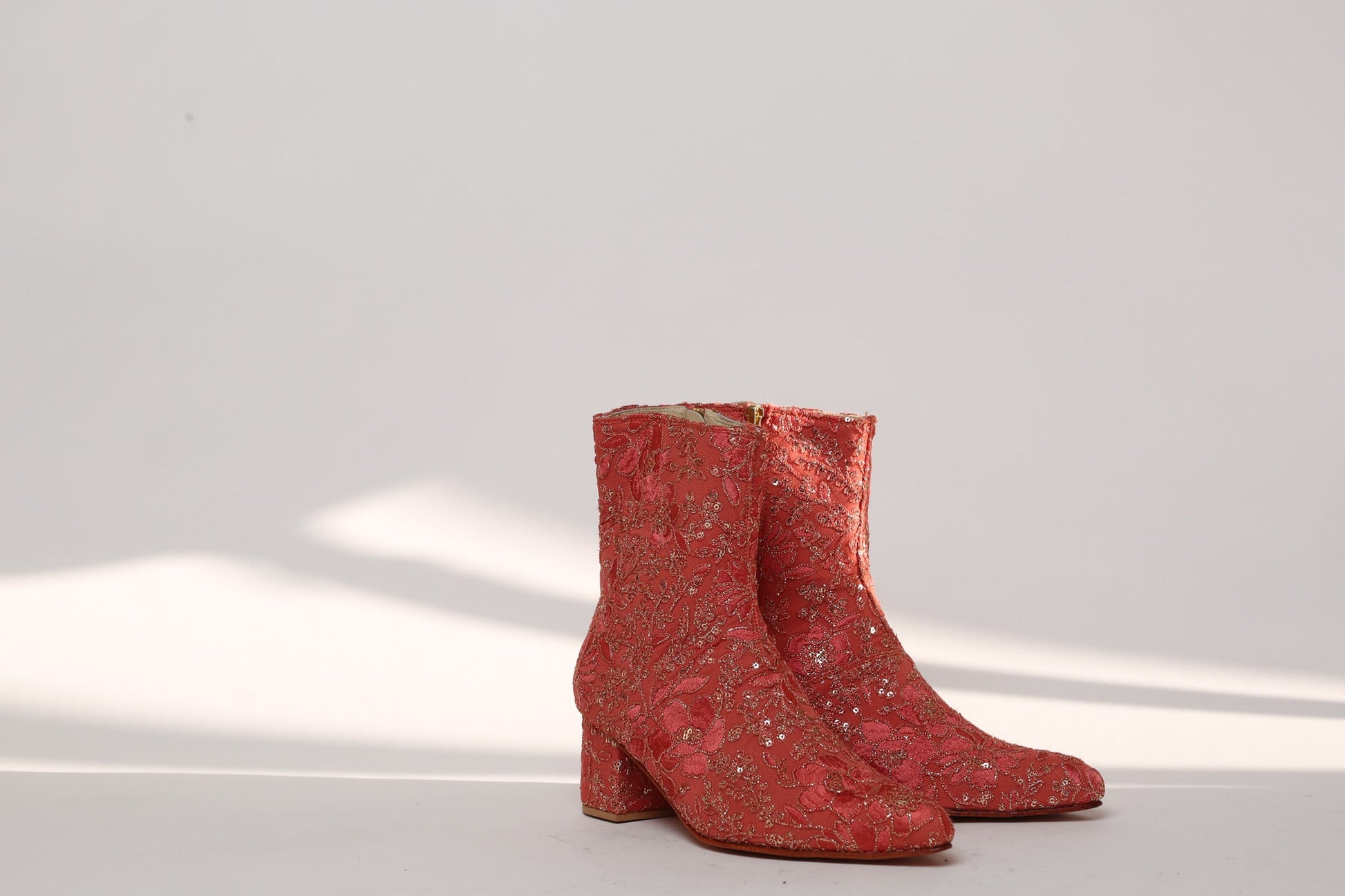 YOANNA SALMON EMBELLISHED ANKLE BOOTS - BANGKOK TAILOR CLOTHING STORE - HANDMADE CLOTHING