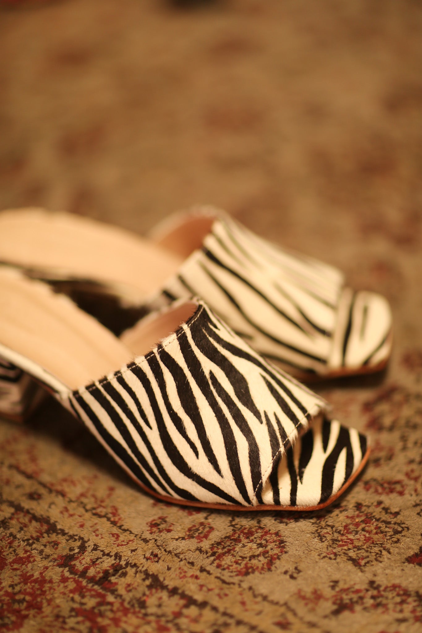 ZEBRA PRINT HEELED MULES - BANGKOK TAILOR CLOTHING STORE - HANDMADE CLOTHING