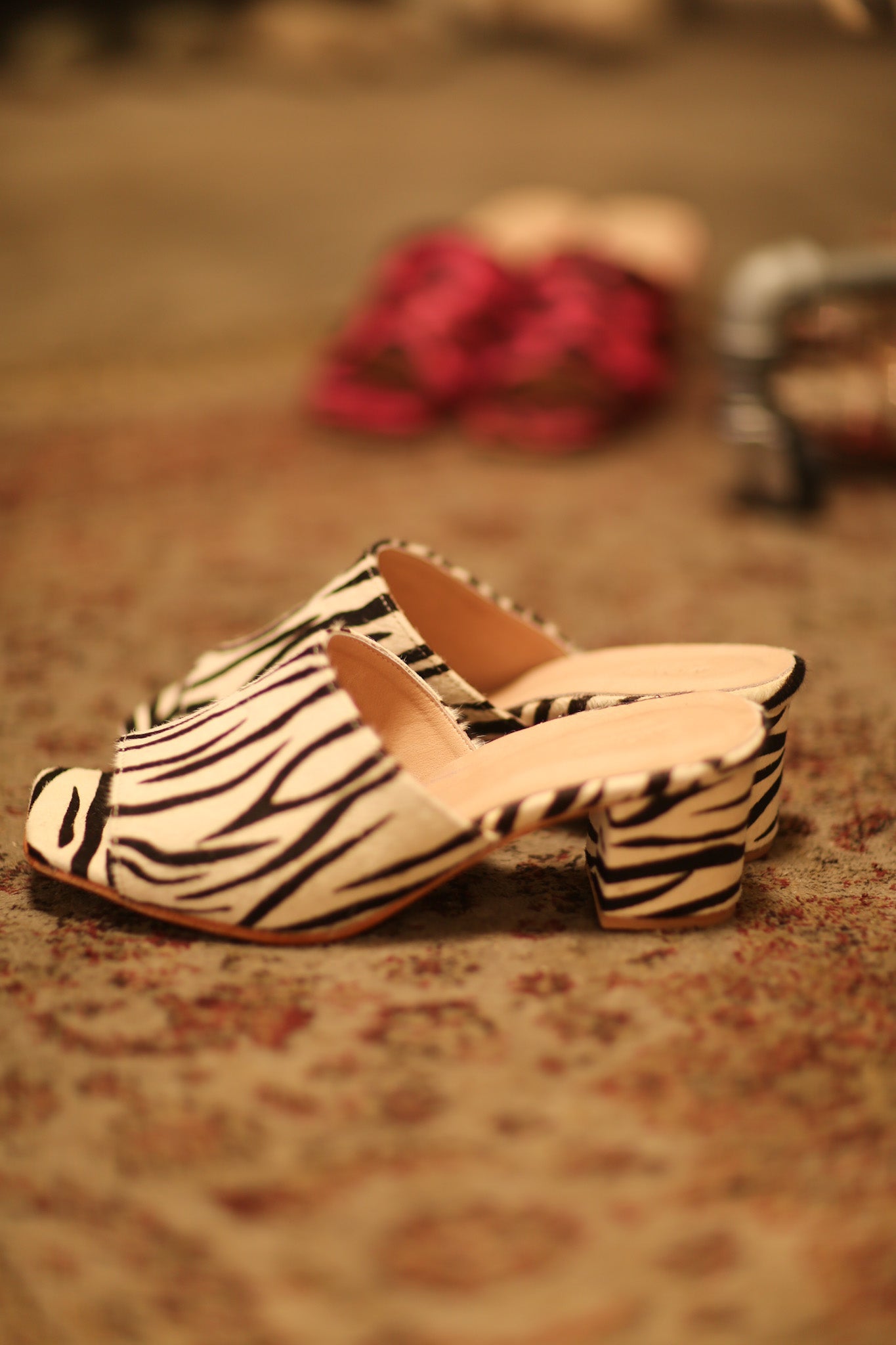 ZEBRA PRINT HEELED MULES - BANGKOK TAILOR CLOTHING STORE - HANDMADE CLOTHING