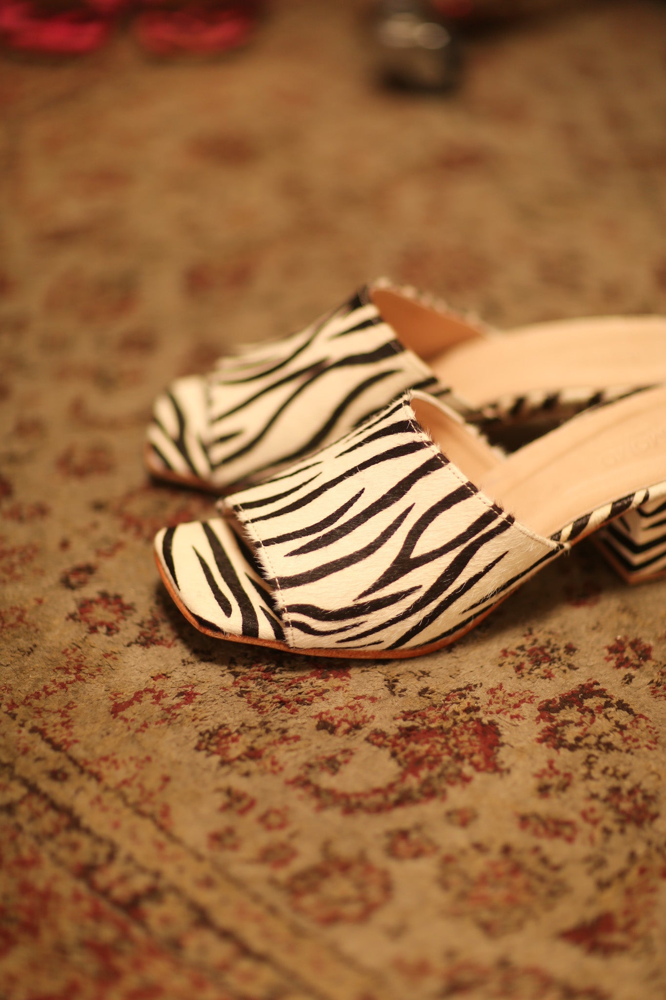 ZEBRA PRINT HEELED MULES - BANGKOK TAILOR CLOTHING STORE - HANDMADE CLOTHING