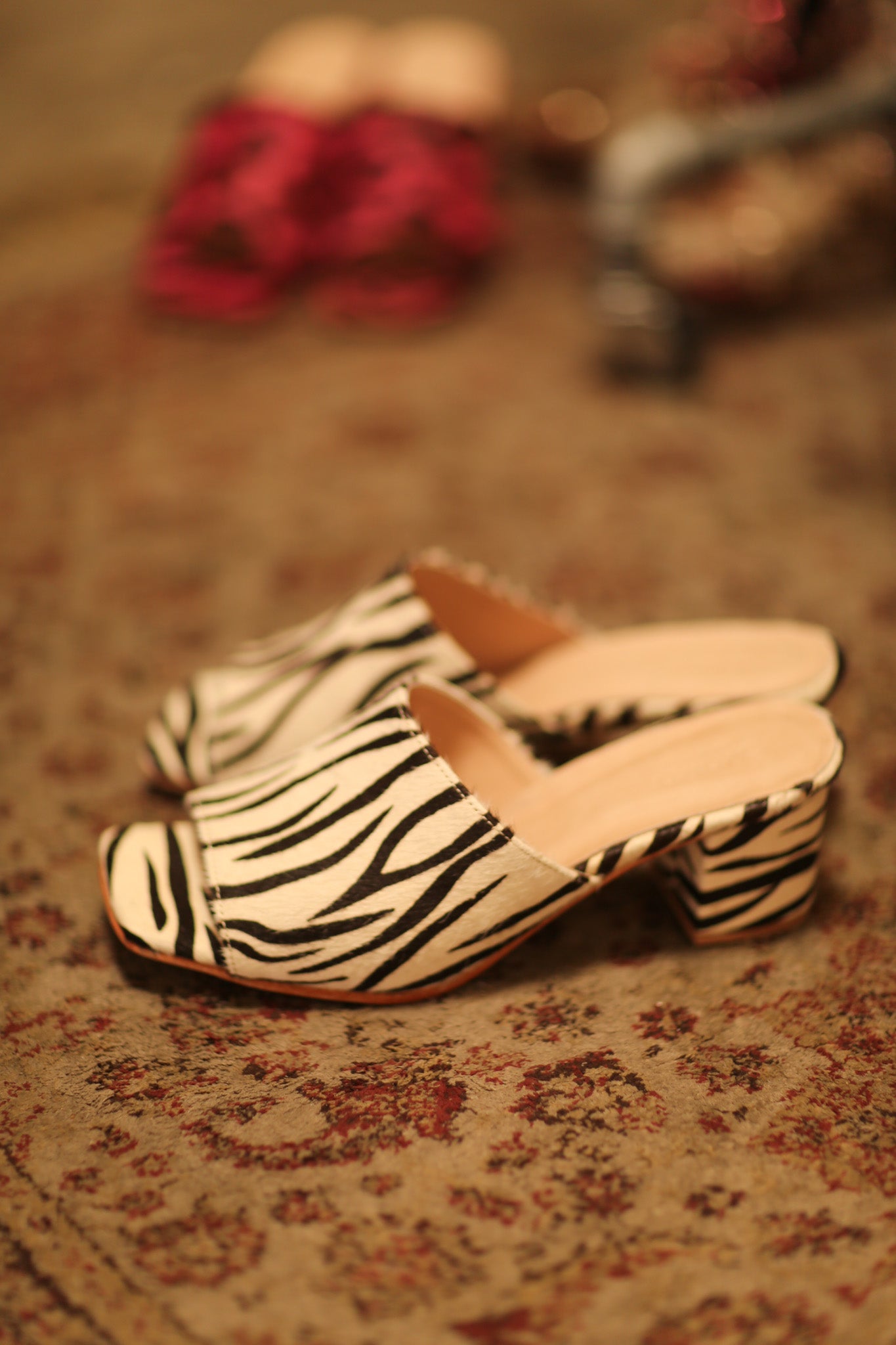 ZEBRA PRINT HEELED MULES - BANGKOK TAILOR CLOTHING STORE - HANDMADE CLOTHING