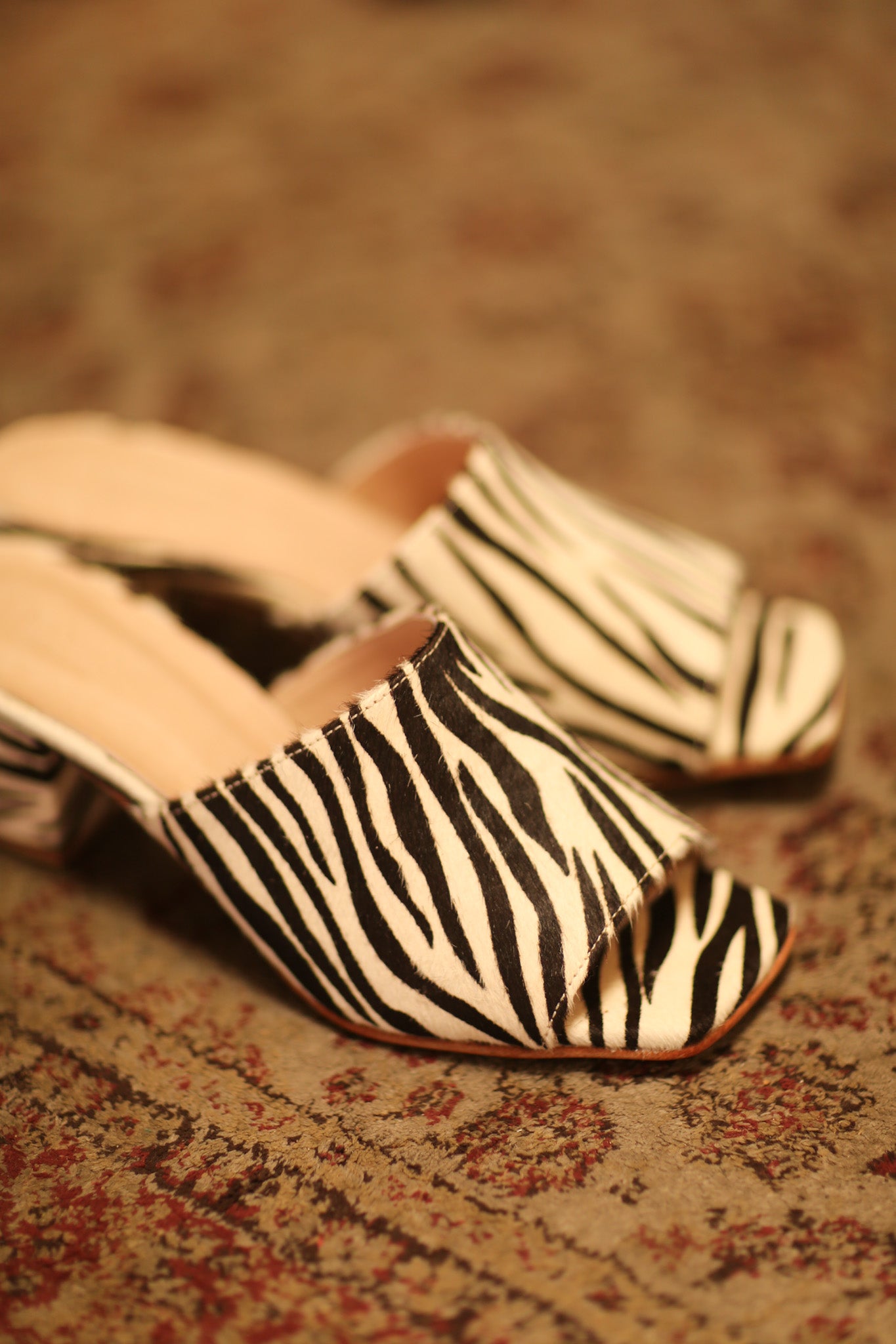 ZEBRA PRINT HEELED MULES - BANGKOK TAILOR CLOTHING STORE - HANDMADE CLOTHING