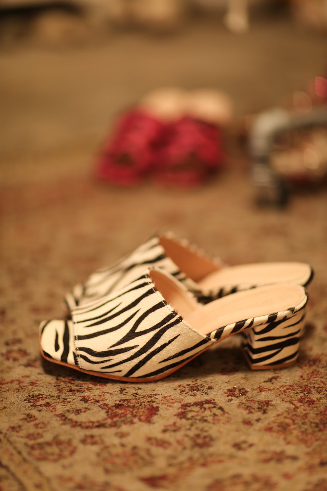 ZEBRA PRINT HEELED MULES - BANGKOK TAILOR CLOTHING STORE - HANDMADE CLOTHING