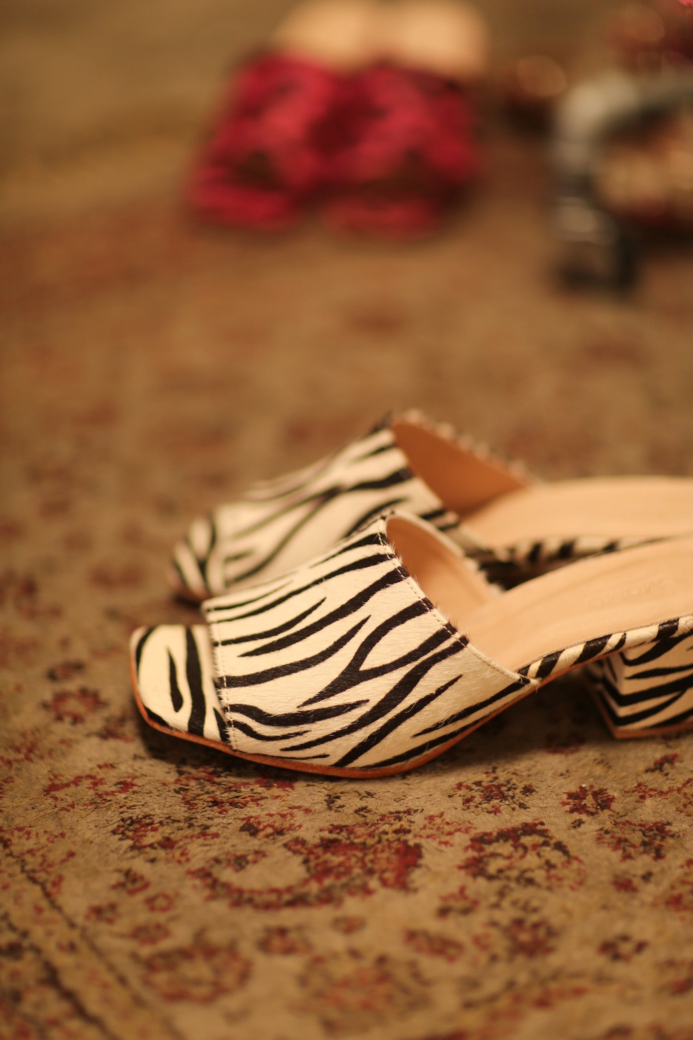 ZEBRA PRINT HEELED MULES - BANGKOK TAILOR CLOTHING STORE - HANDMADE CLOTHING