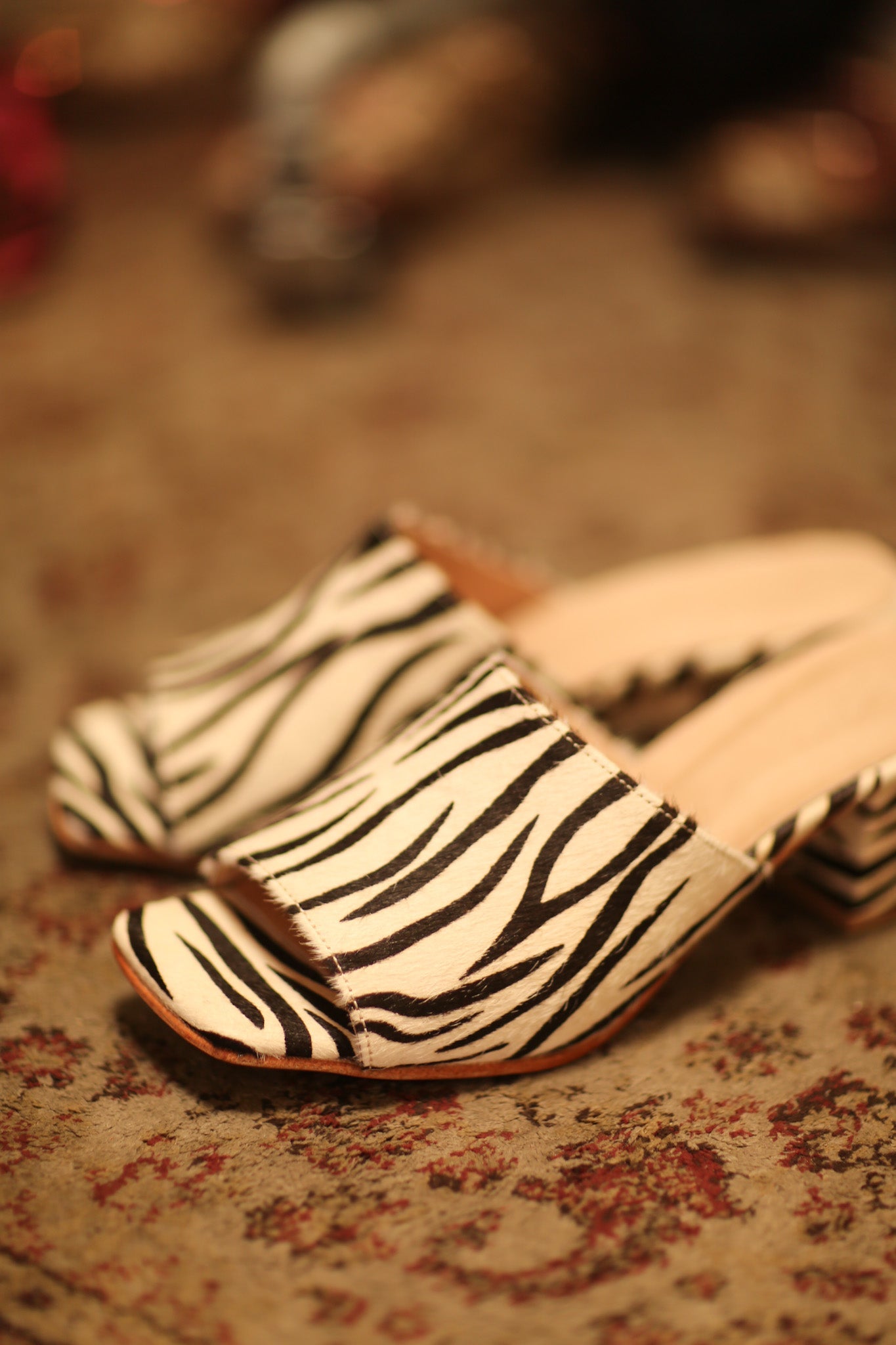 ZEBRA PRINT HEELED MULES - BANGKOK TAILOR CLOTHING STORE - HANDMADE CLOTHING