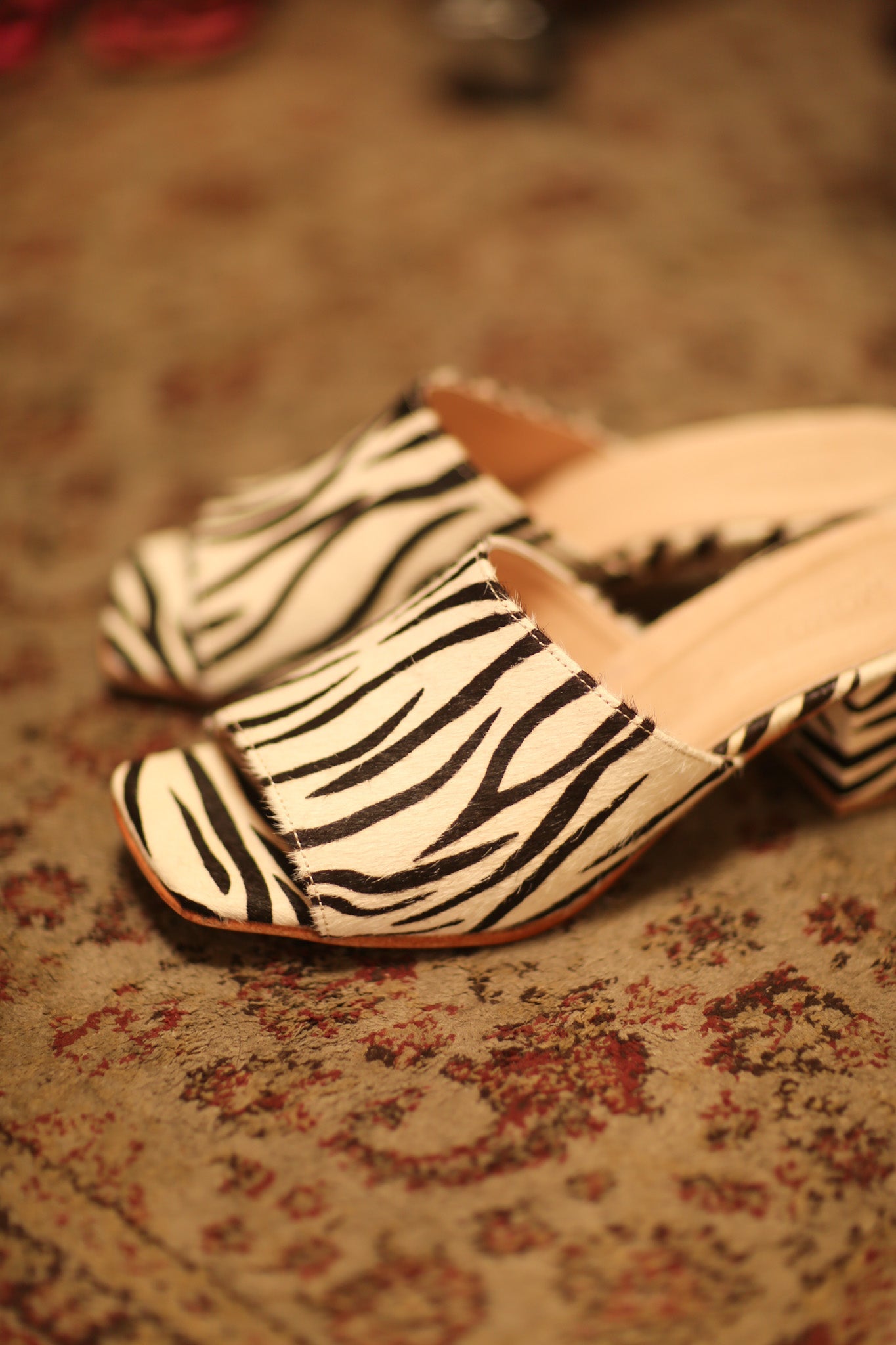 ZEBRA PRINT HEELED MULES - BANGKOK TAILOR CLOTHING STORE - HANDMADE CLOTHING