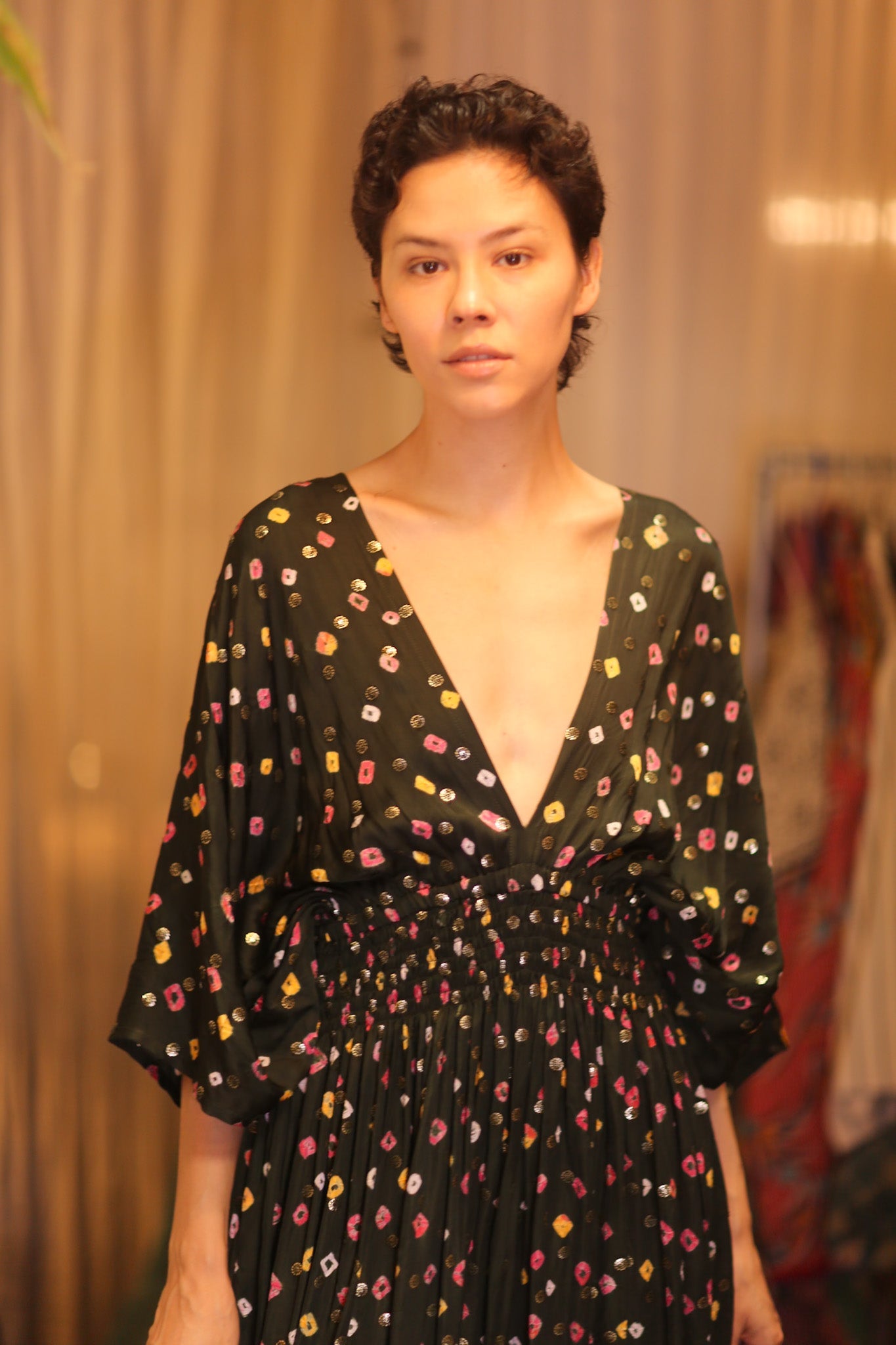 ZURI SILK DRESS NAVI - BANGKOK TAILOR CLOTHING STORE - HANDMADE CLOTHING