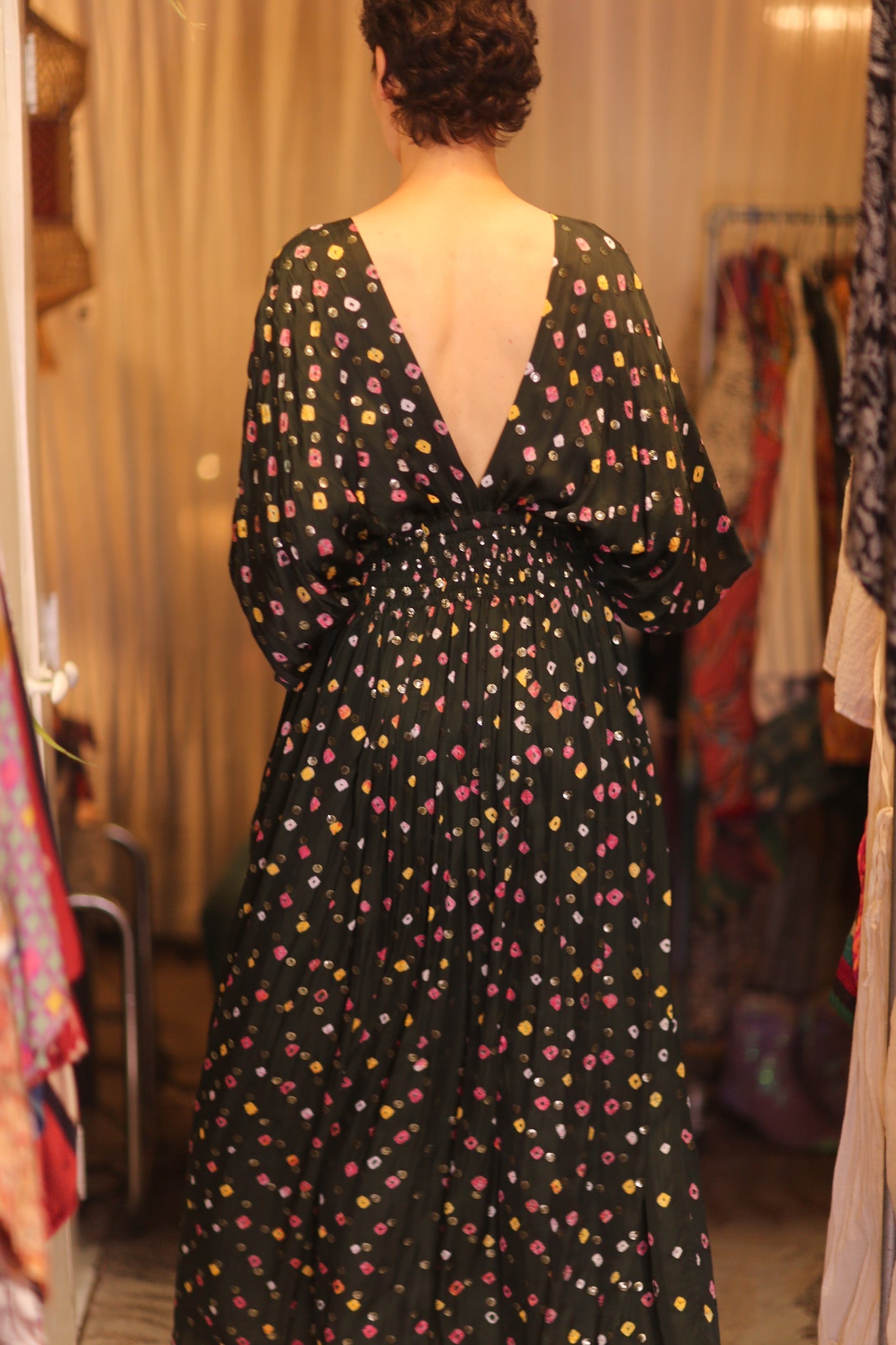 ZURI SILK DRESS NAVI - BANGKOK TAILOR CLOTHING STORE - HANDMADE CLOTHING