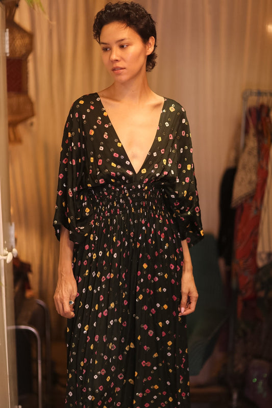 ZURI SILK DRESS NAVI - BANGKOK TAILOR CLOTHING STORE - HANDMADE CLOTHING