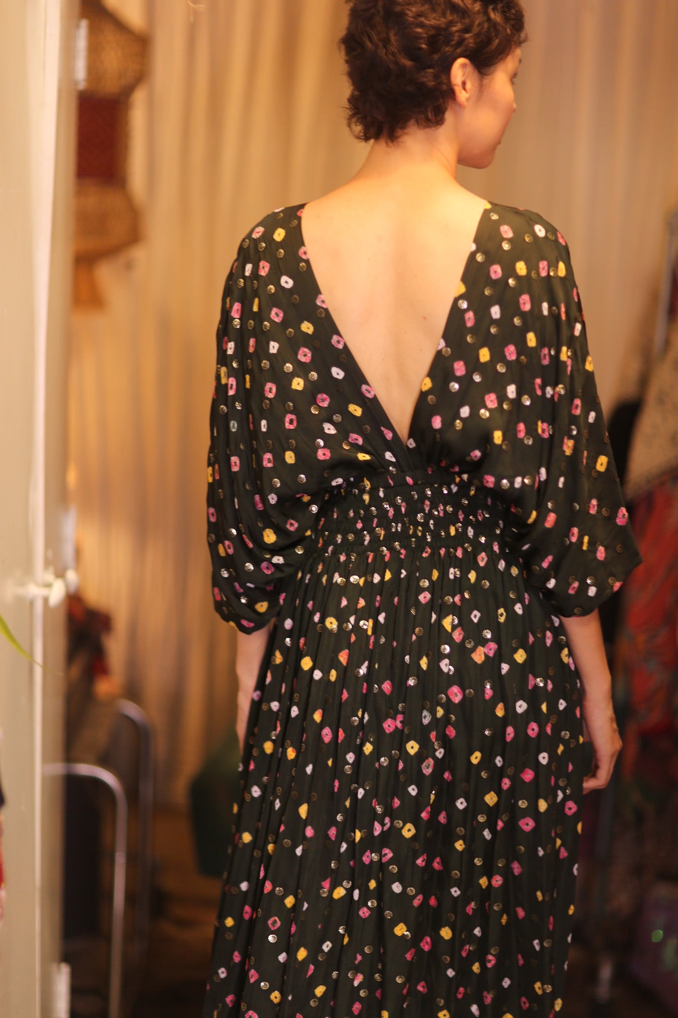 ZURI SILK DRESS NAVI - BANGKOK TAILOR CLOTHING STORE - HANDMADE CLOTHING