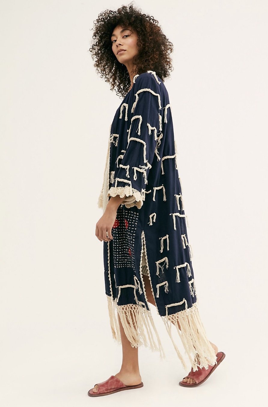 Amelia Crochet Fringe Kimono X FREE PEOPLE - BANGKOK TAILOR CLOTHING STORE - HANDMADE CLOTHING