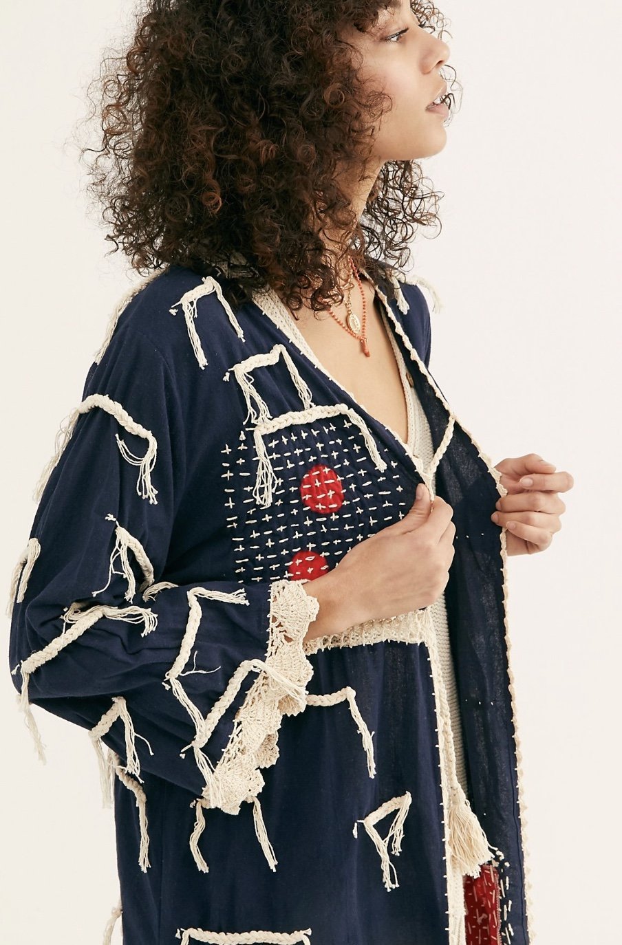 Amelia Crochet Fringe Kimono X FREE PEOPLE - BANGKOK TAILOR CLOTHING STORE - HANDMADE CLOTHING