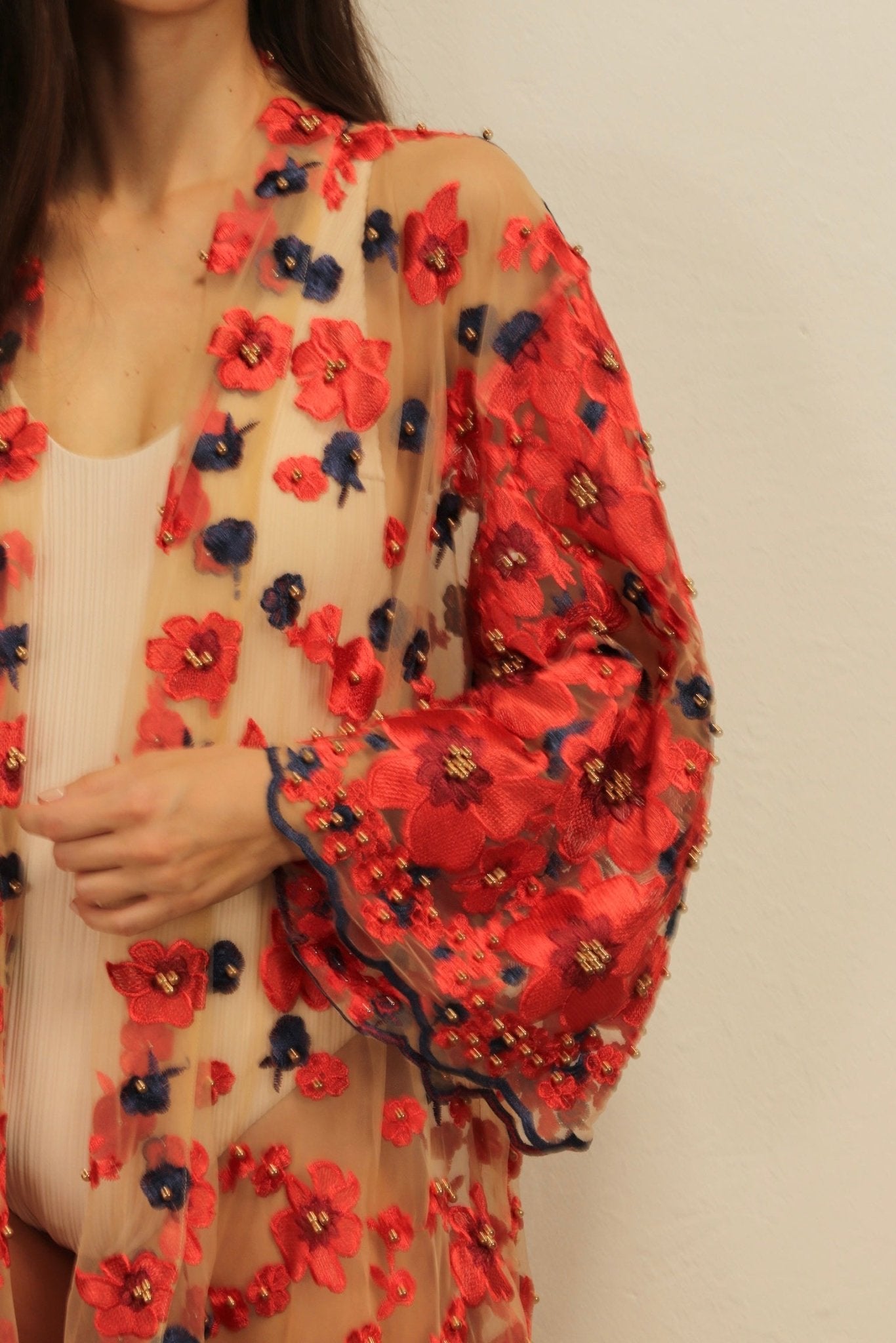 APHRODITE FLOWER CHIFFON SILK KIMONO - BANGKOK TAILOR CLOTHING STORE - HANDMADE CLOTHING