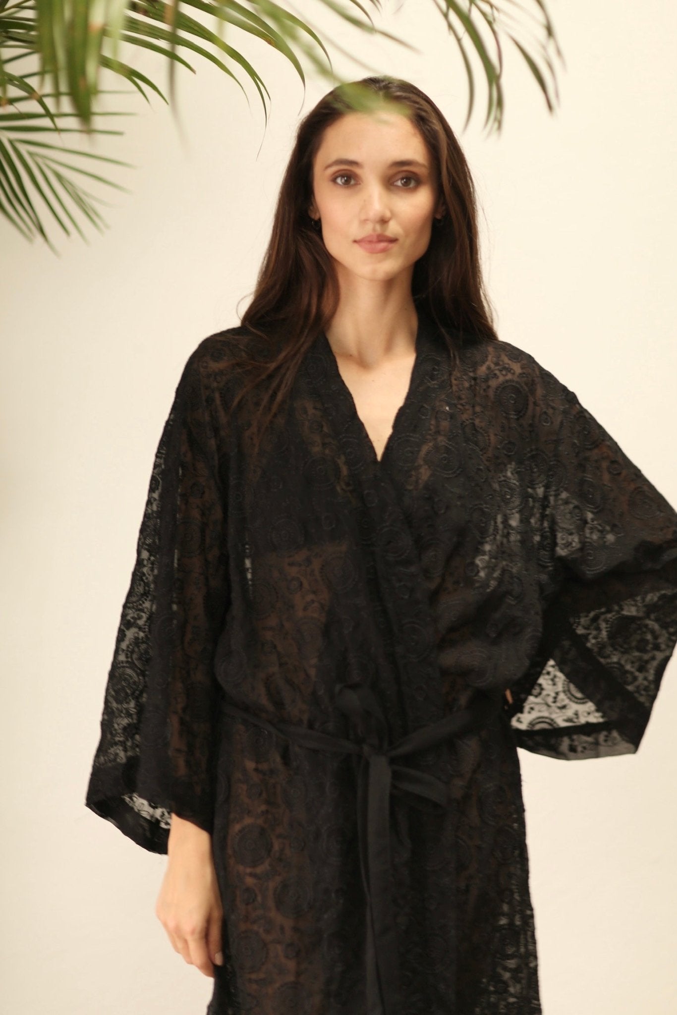 ARTEMIS BLACK CHIFFON SILK KIMONO - BANGKOK TAILOR CLOTHING STORE - HANDMADE CLOTHING